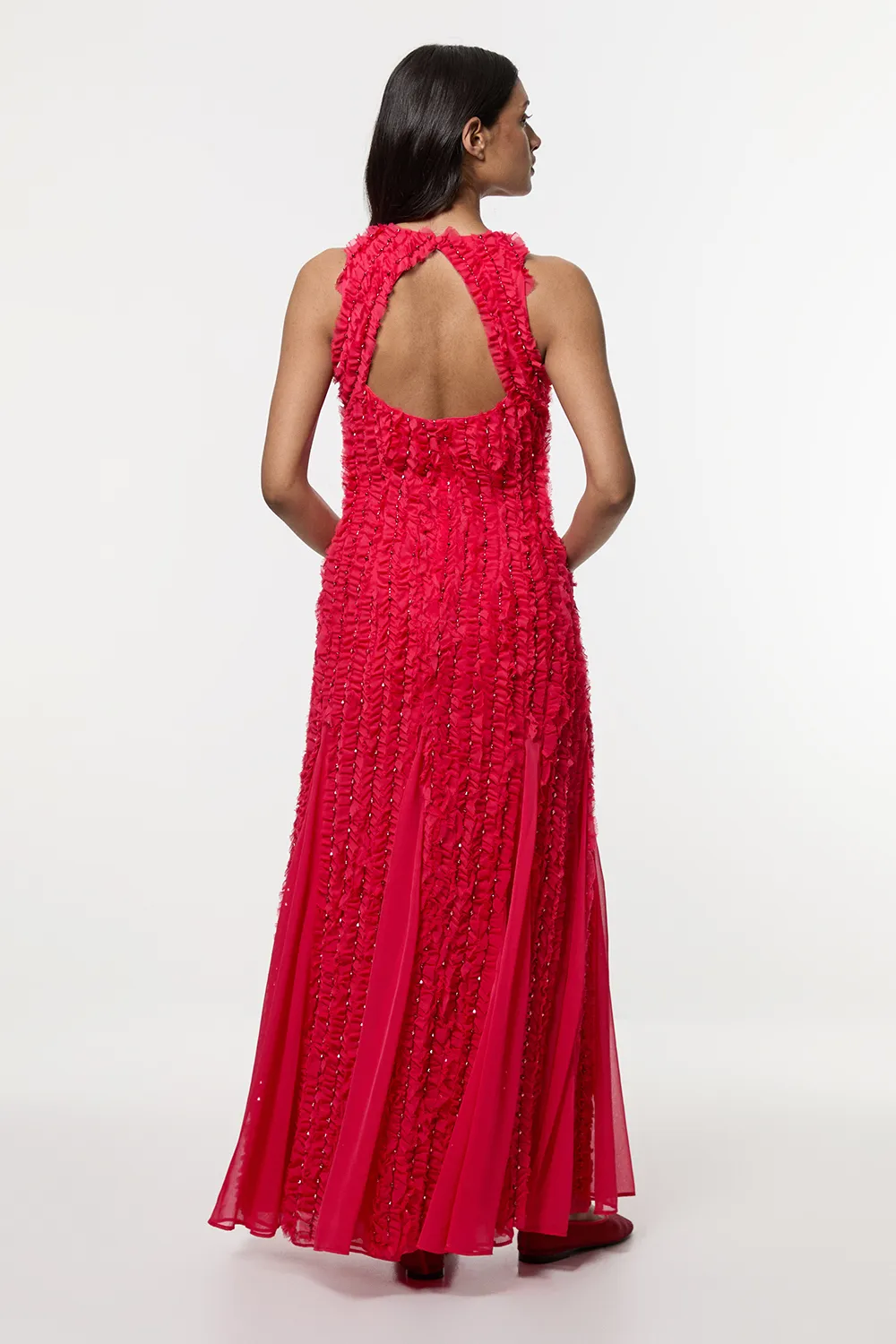 Embellished Ruffle Keyhole Cutout Woven Maxi Dress BKK24433 6 Embellished Ruffle Keyhole Cutout Woven Maxi Dress BKK24433