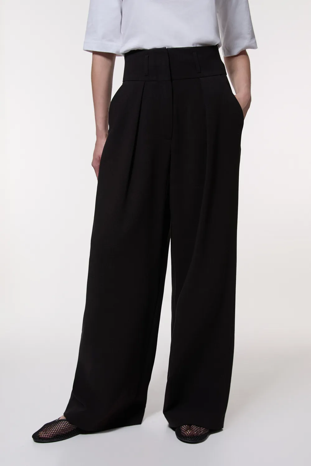 Petite Compact Stretch Essential Tailored High Waist Wide Leg Pants BKK24475 3 Petite Compact Stretch Essential Tailored High Waist Wide Leg Pants BKK24475