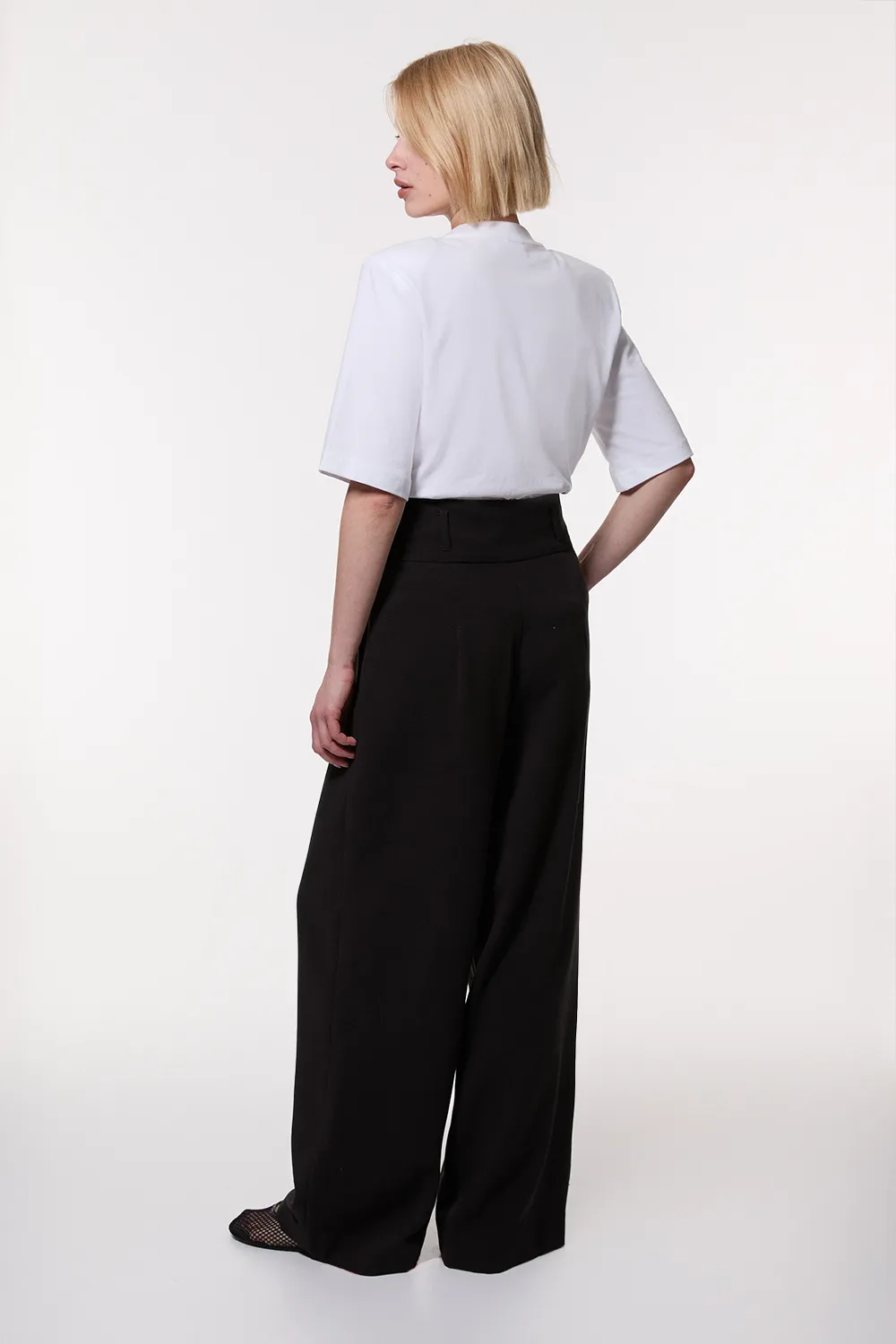 Petite Compact Stretch Essential Tailored High Waist Wide Leg Pants BKK24475 5 Petite Compact Stretch Essential Tailored High Waist Wide Leg Pants BKK24475