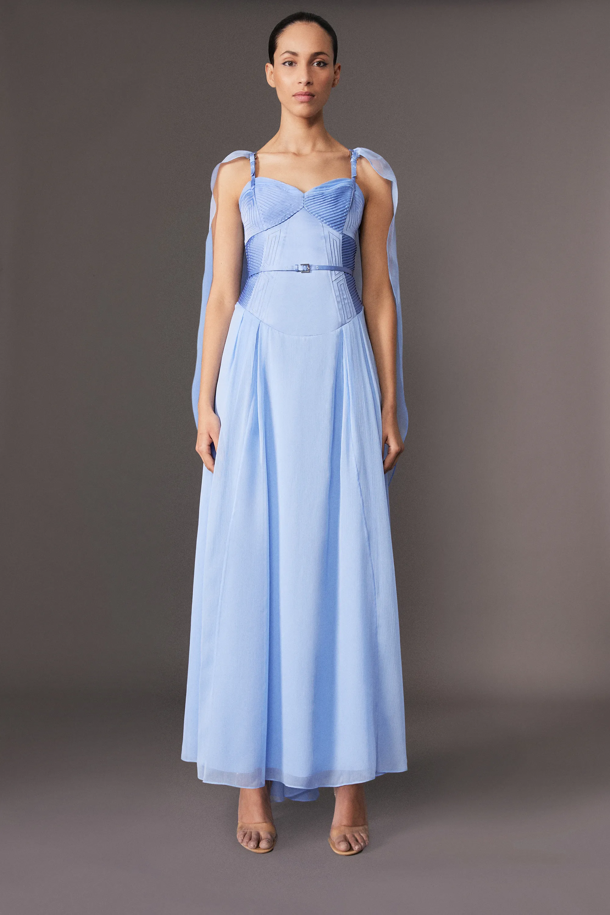 Archive Collection - Corset Detail Georgette Cape Woven Maxi Dress BKK24496 7 Archive Collection - Corset Detail Georgette Cape Woven Maxi Dress BKK24496