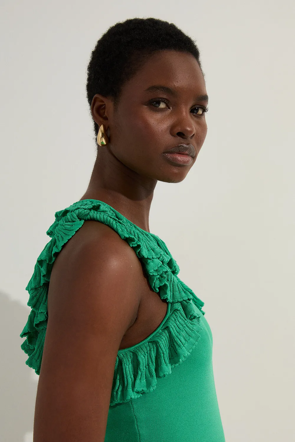 Ruffle Trim Knitted Top BKK24524