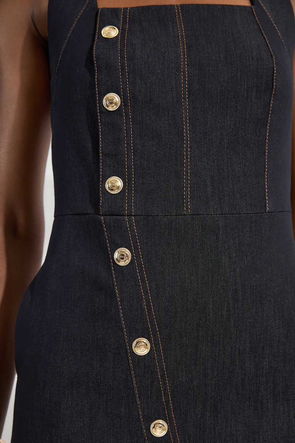 Tailored Denim Halter Neck Pencil Midi Dress BKK24539 3 Tailored Denim Halter Neck Pencil Midi Dress BKK24539