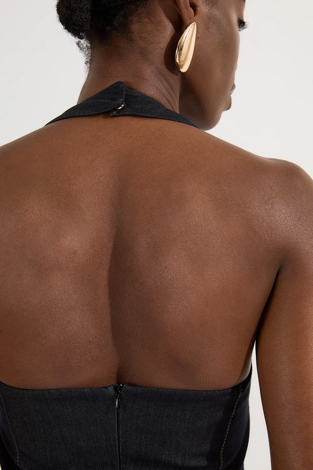 Tailored Denim Halter Neck Pencil Midi Dress BKK24539 5 Tailored Denim Halter Neck Pencil Midi Dress BKK24539