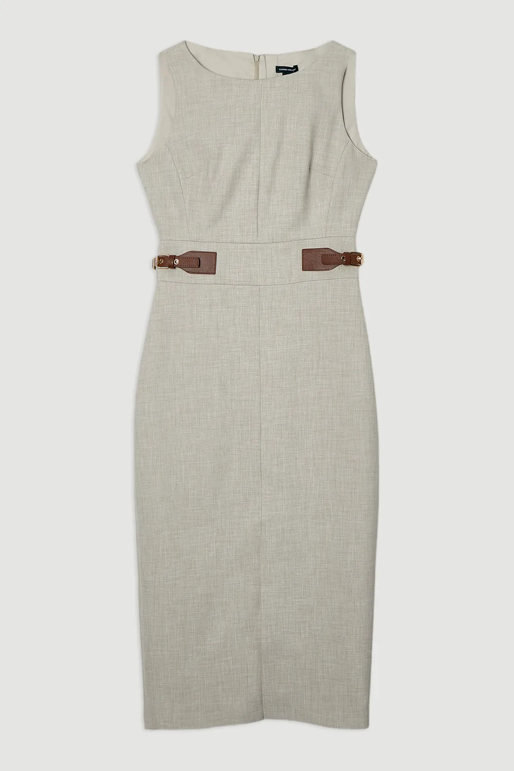 Tailored Marl Contrast Tipped Pencil Midi Dress BKK24561