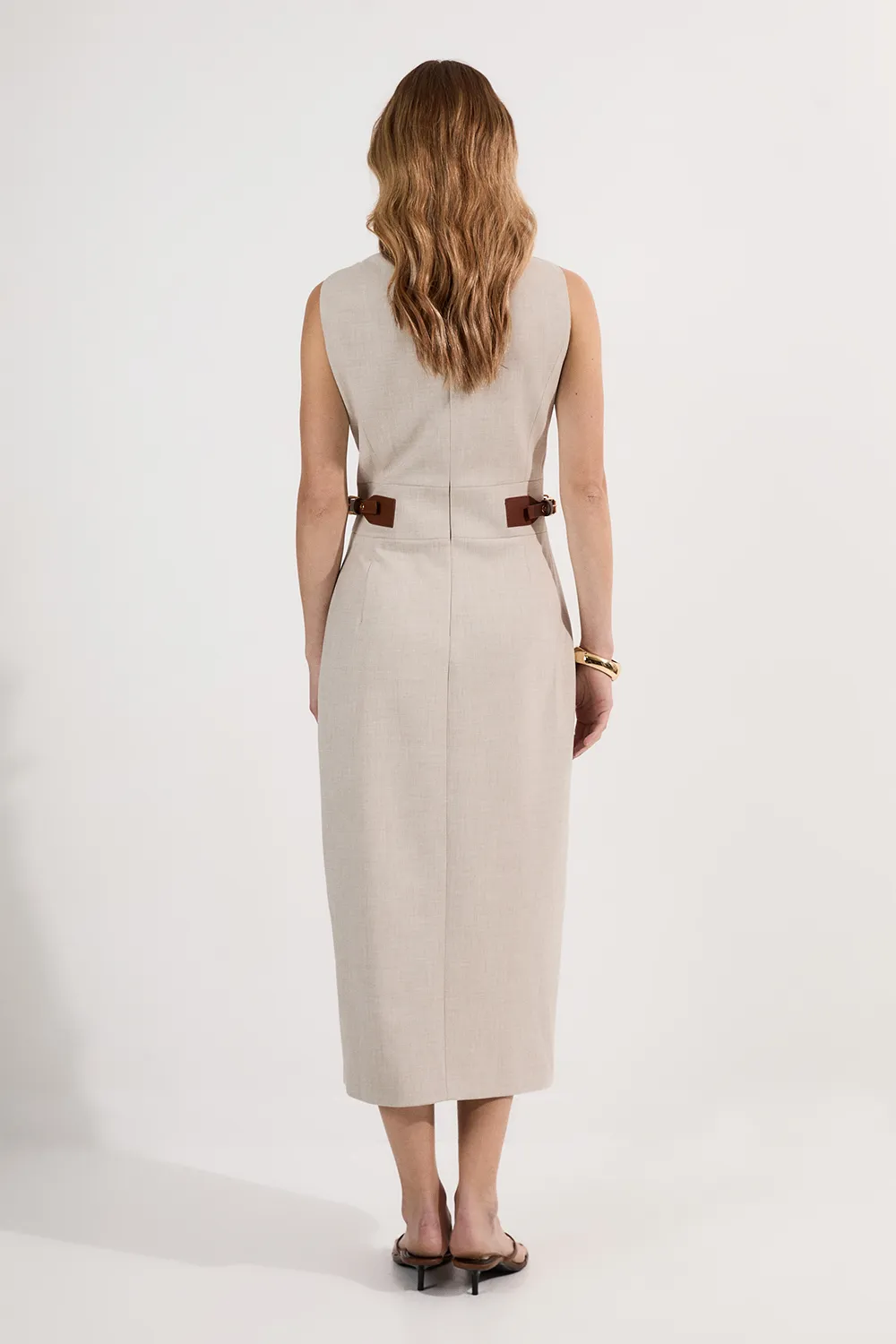 Tailored Marl Contrast Tipped Pencil Midi Dress BKK24561