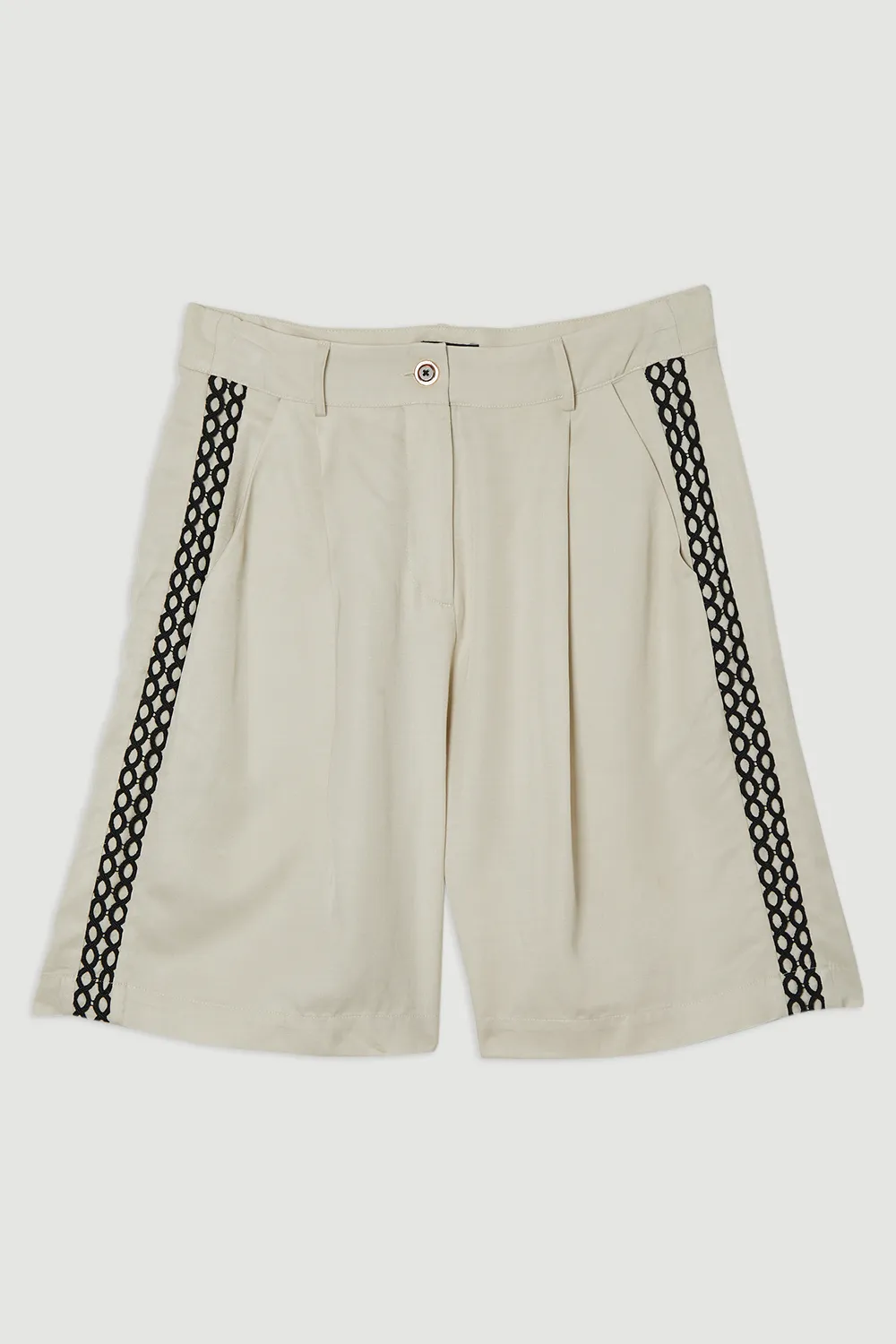 Viscose Linen Lace Trim Insert Woven Short BKK24558