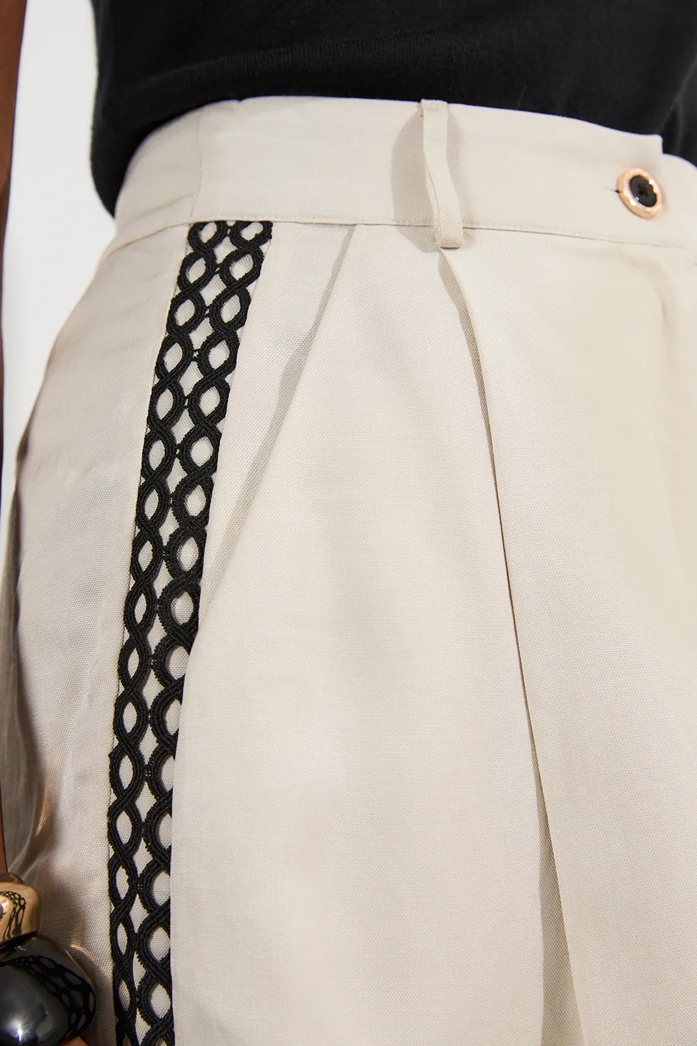 Viscose Linen Lace Trim Insert Woven Short BKK24558