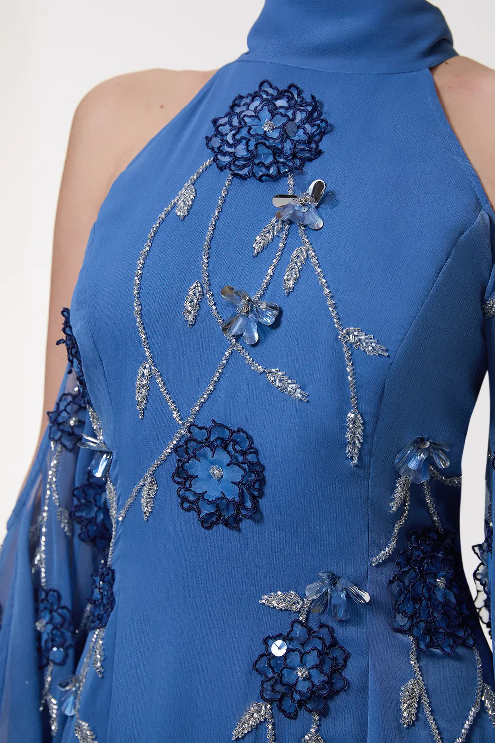 Cold Shoulder 3D Floral Applique Woven Maxi Dress BKK24579 5 Cold Shoulder 3D Floral Applique Woven Maxi Dress BKK24579