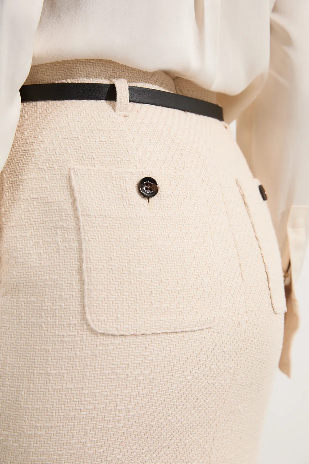Textured Tweed Tailored Pencil Skirt BKK24598