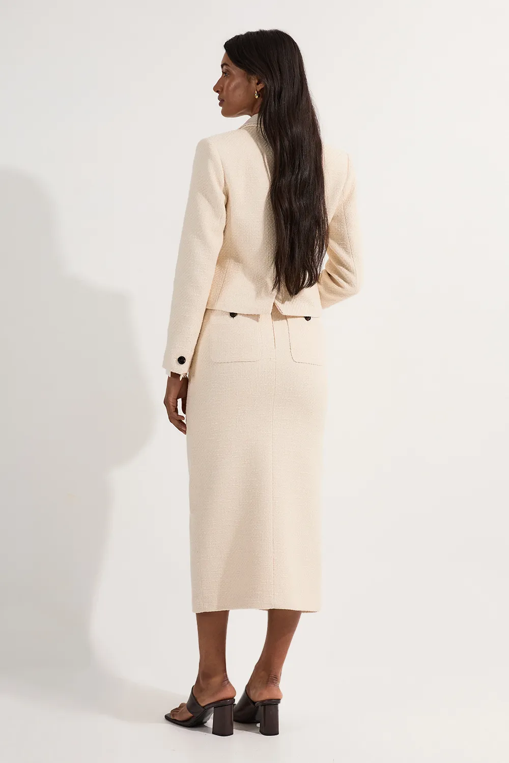 Textured Tweed Tailored Pencil Skirt BKK24598