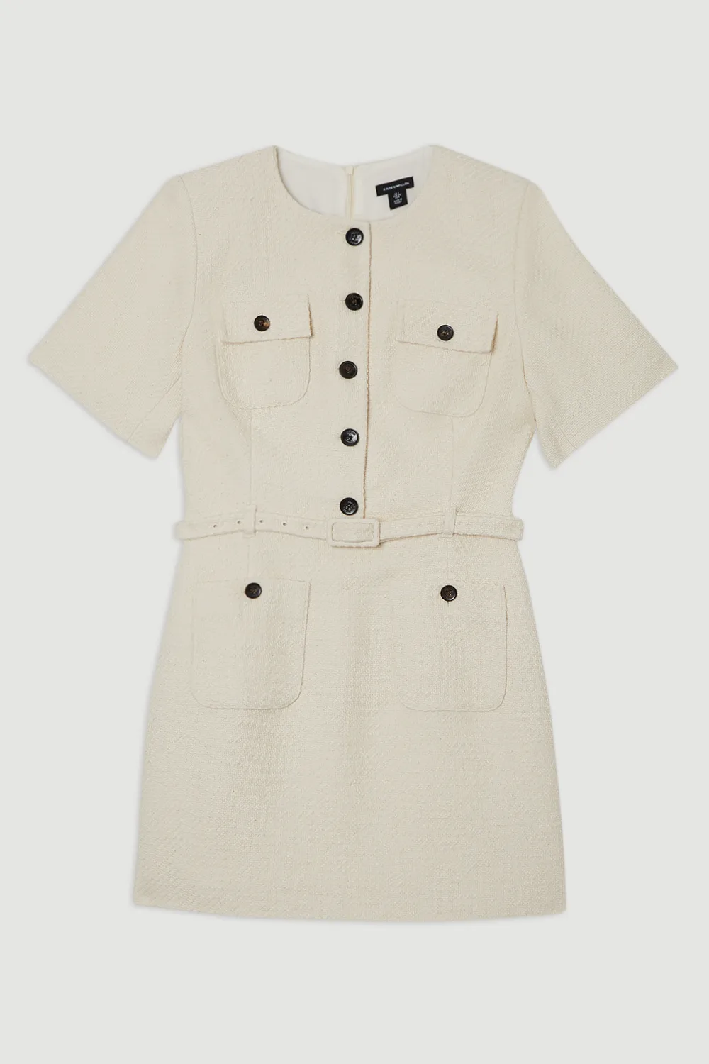 Textured Tweed Belted Tailored Mini Dress BKK24602 4 Textured Tweed Belted Tailored Mini Dress BKK24602