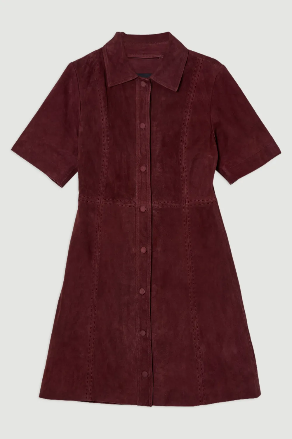 Suede Stab Stitch Button Mini Dress BKK24645 4 Suede Stab Stitch Button Mini Dress BKK24645