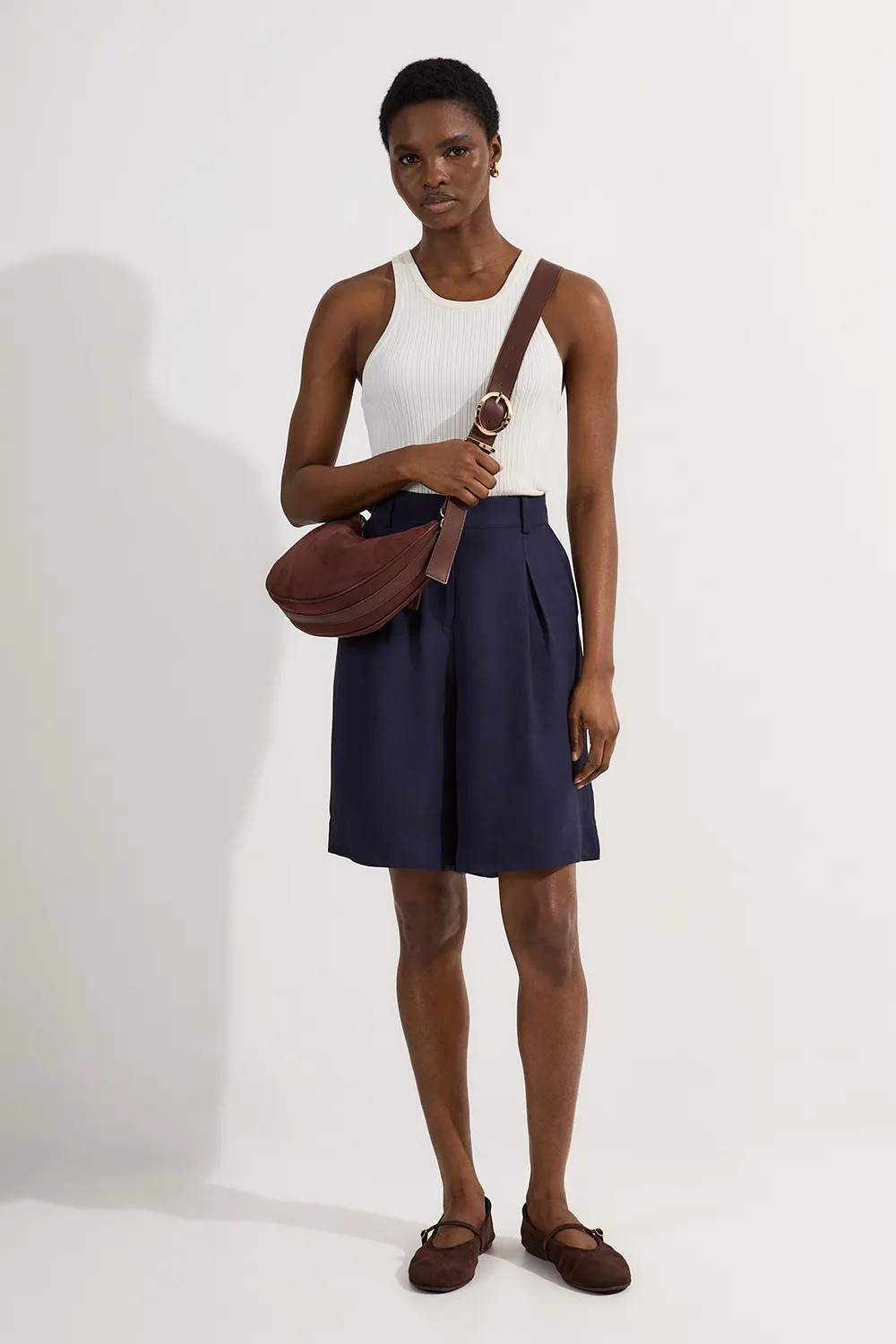 Premium Viscose Linen Belted Woven City Short BKK24712