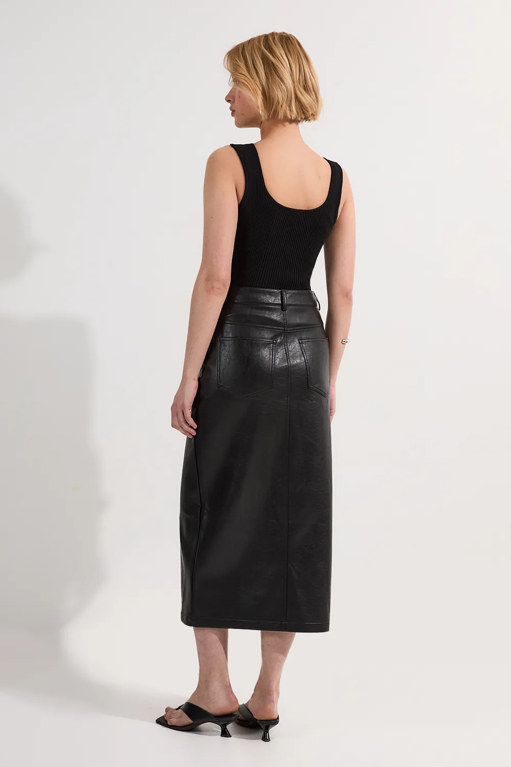 Faux Leather Pencil Midi Skirt BKK24759 5 Faux Leather Pencil Midi Skirt BKK24759