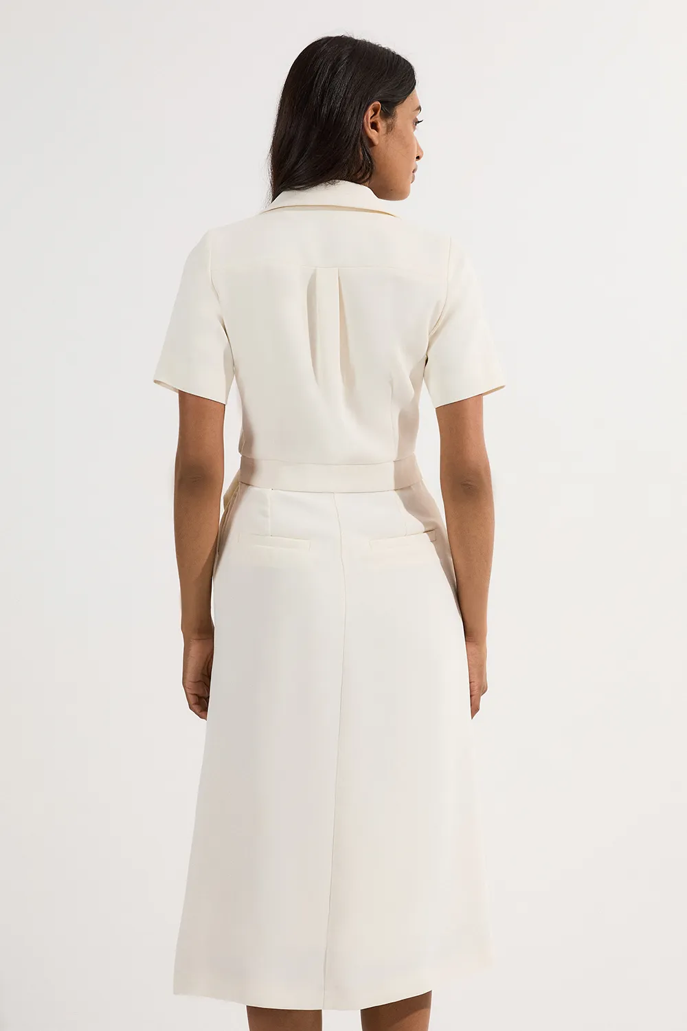 Soft Tailored Pleated Belted Midi Dress BKK24777 5 Soft Tailored Pleated Belted Midi Dress BKK24777