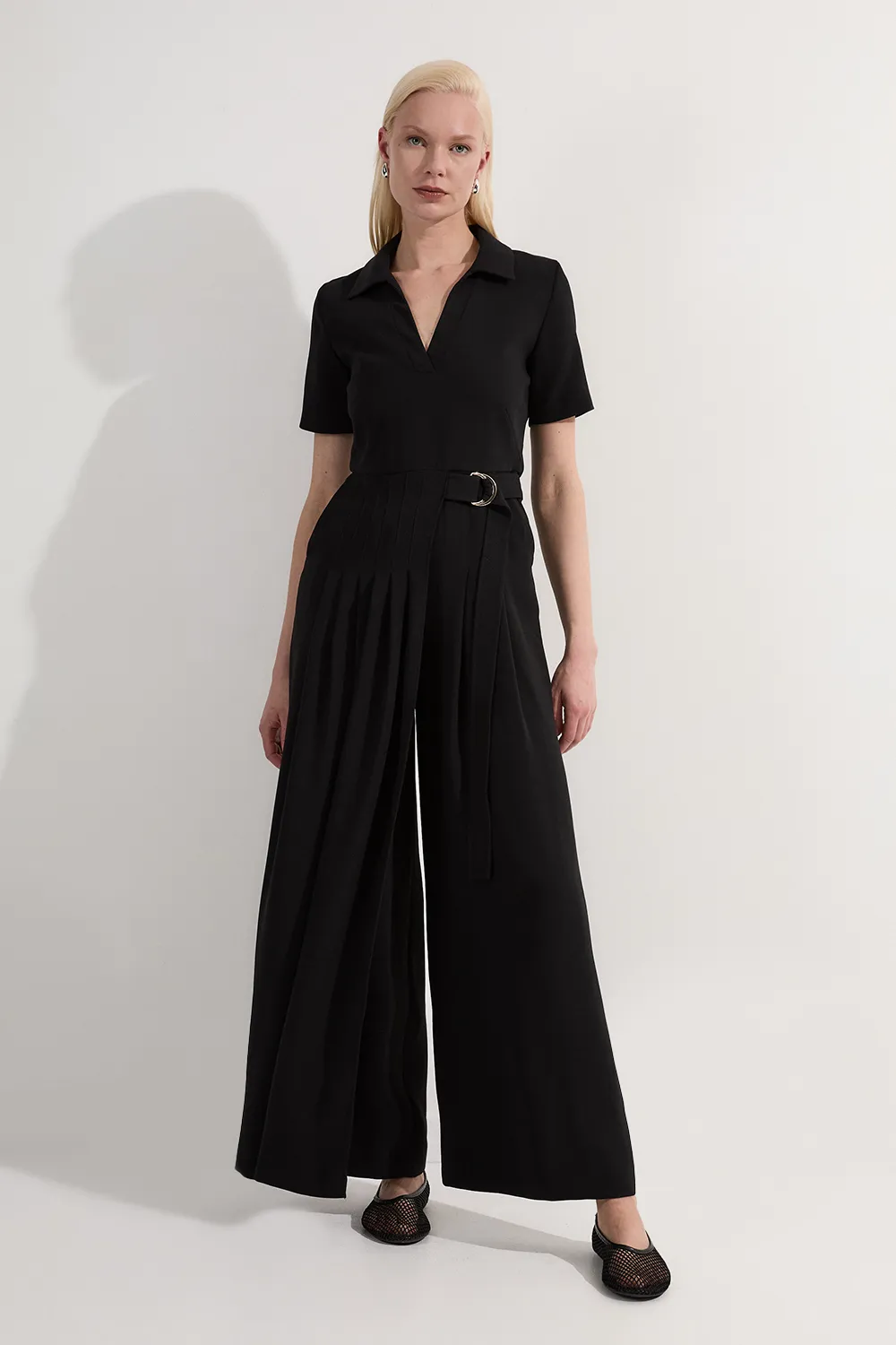 Soft Tailored Pleated Belted Jumpsuit BKK24778