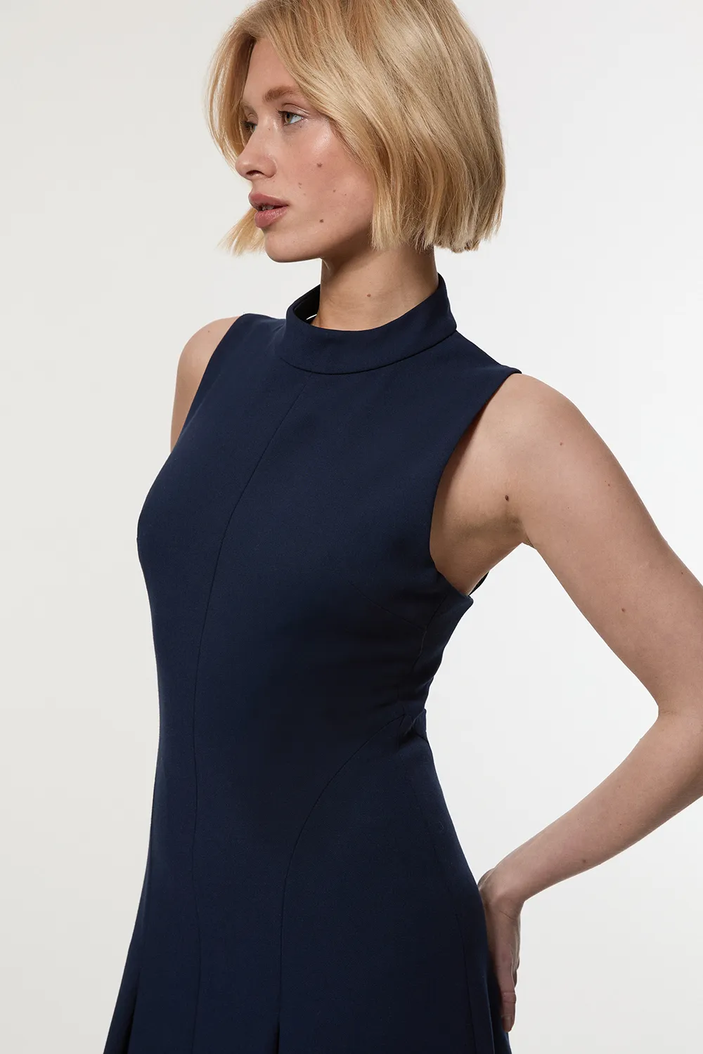 Compact Stretch High Neck Open Back Tailored Maxi Dress BKK24780 3 Compact Stretch High Neck Open Back Tailored Maxi Dress BKK24780