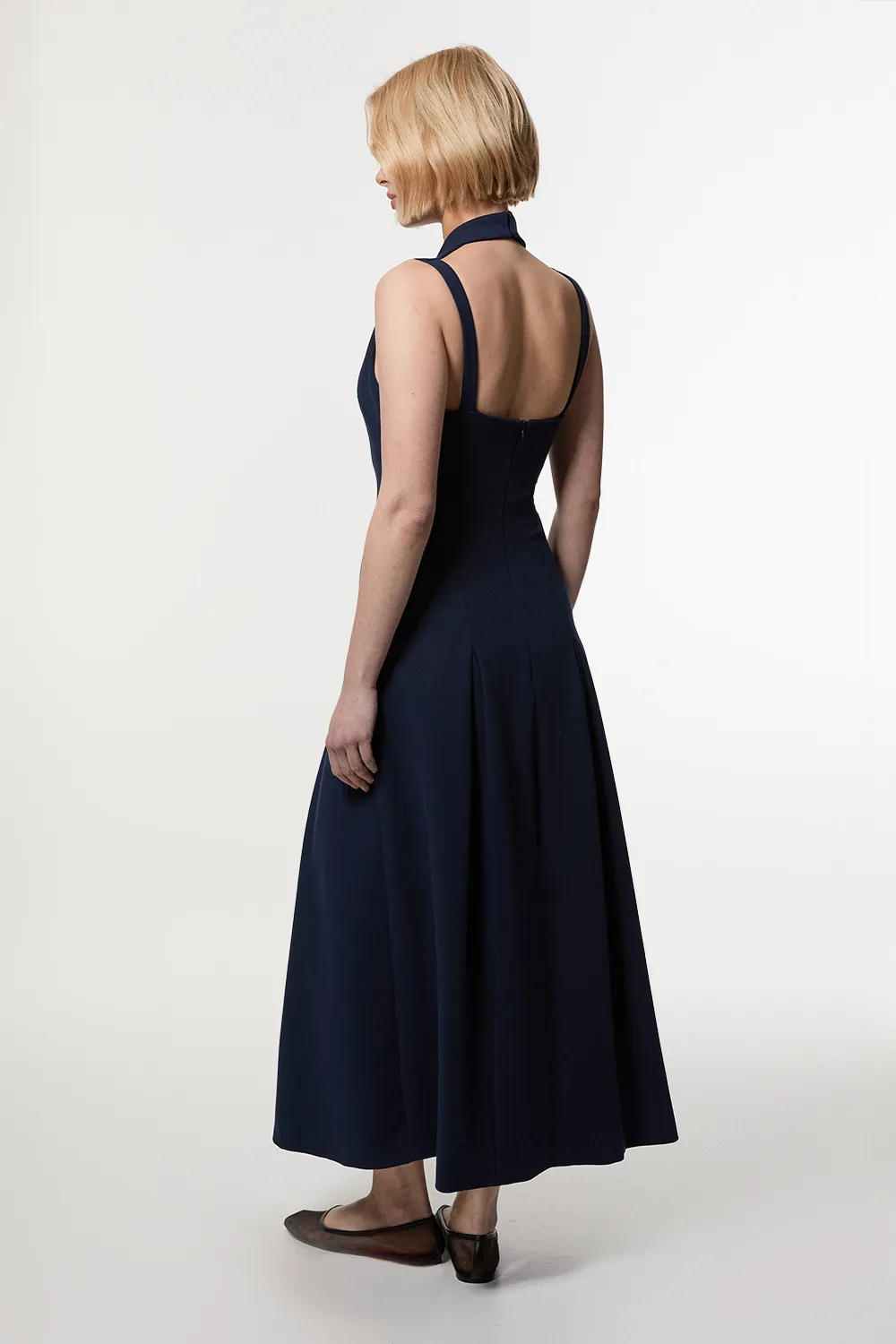 Compact Stretch High Neck Open Back Tailored Maxi Dress BKK24780 5 Compact Stretch High Neck Open Back Tailored Maxi Dress BKK24780