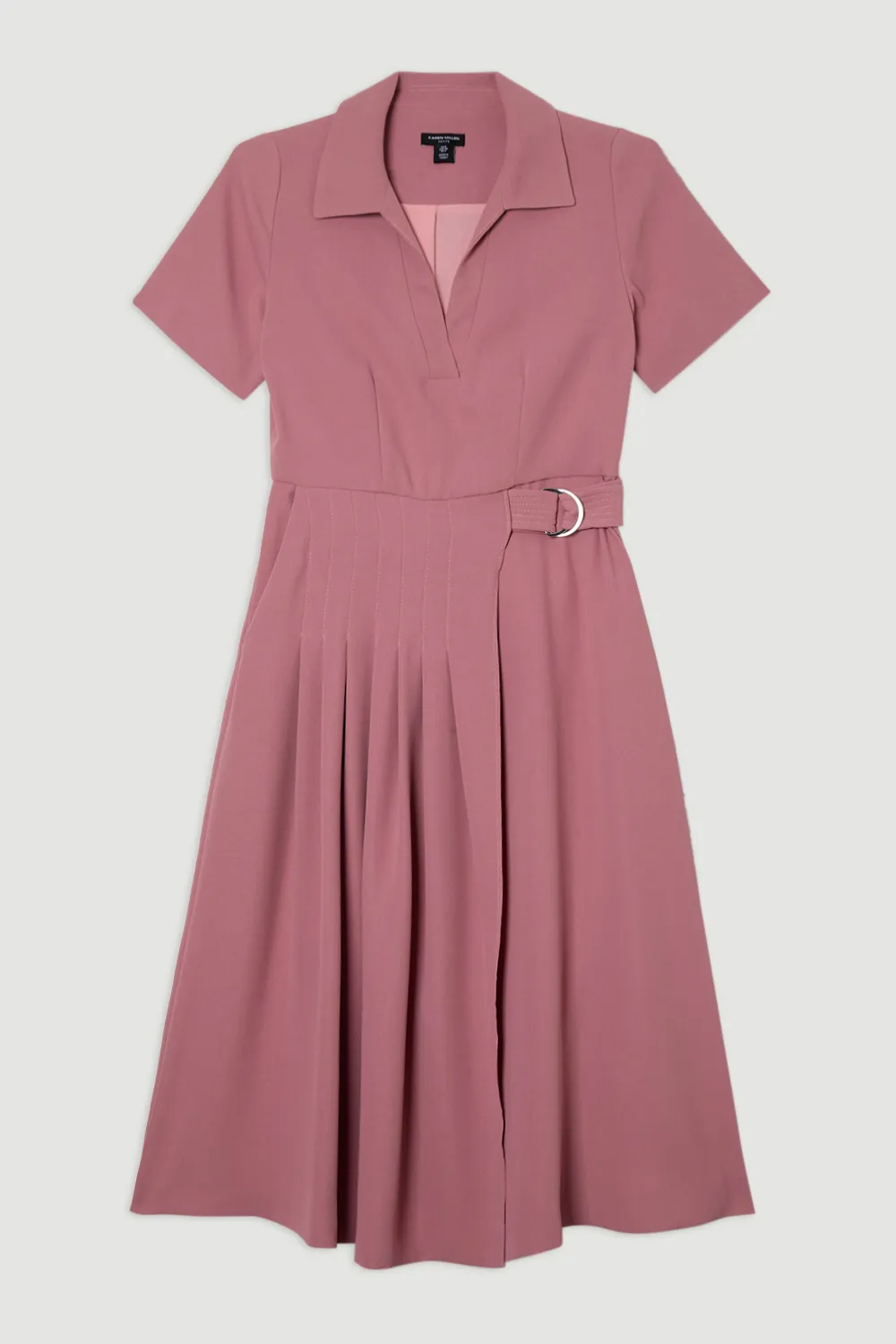 Petite Soft Tailored Pleated Belted Midi Dress BKK24782 4 Petite Soft Tailored Pleated Belted Midi Dress BKK24782
