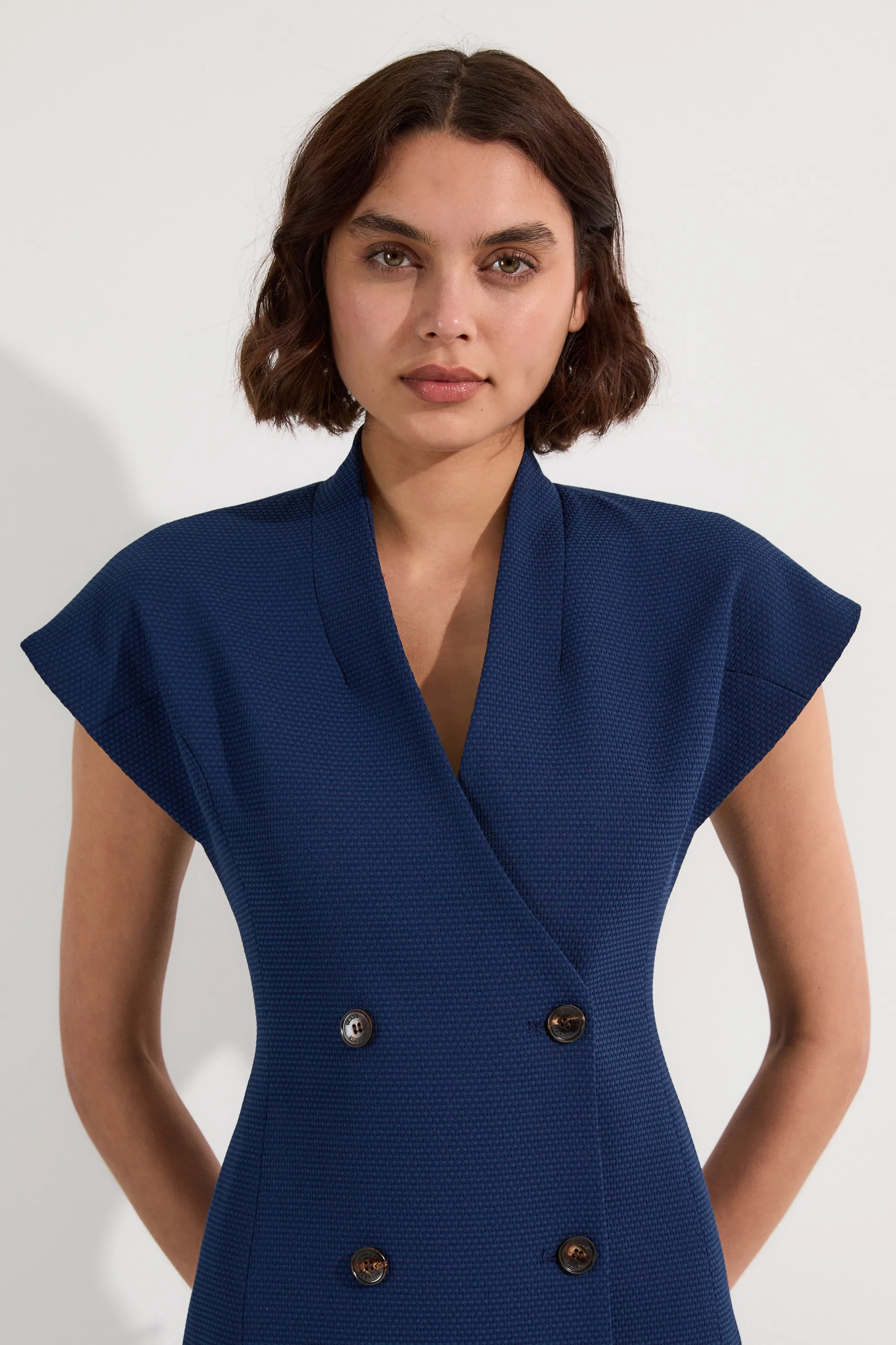 Tailored Textured Double Breasted Midi Dress BKK24784