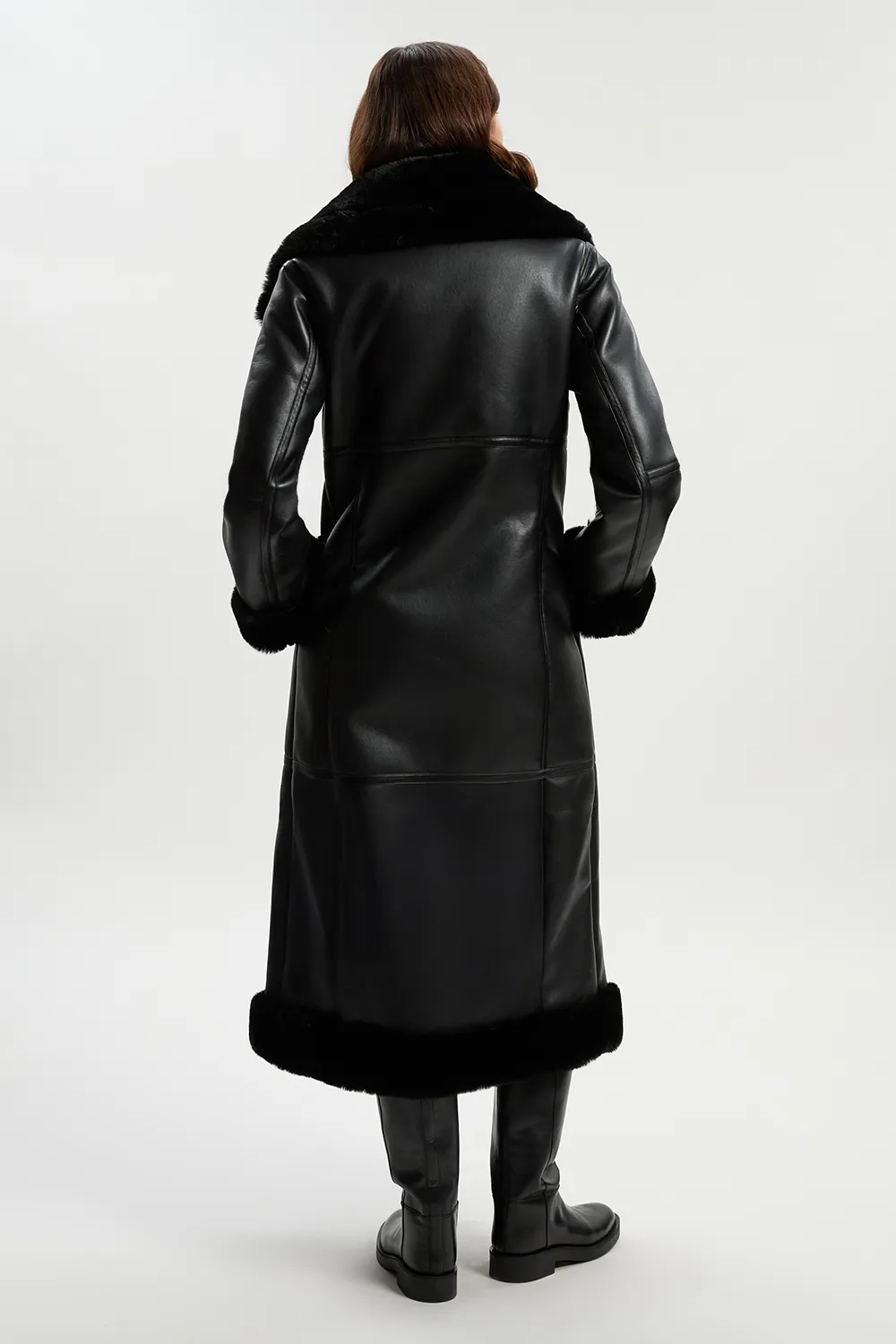 Faux Shearling Oversize Collar Buckle Midi Coat BKK24802 6 Faux Shearling Oversize Collar Buckle Midi Coat BKK24802