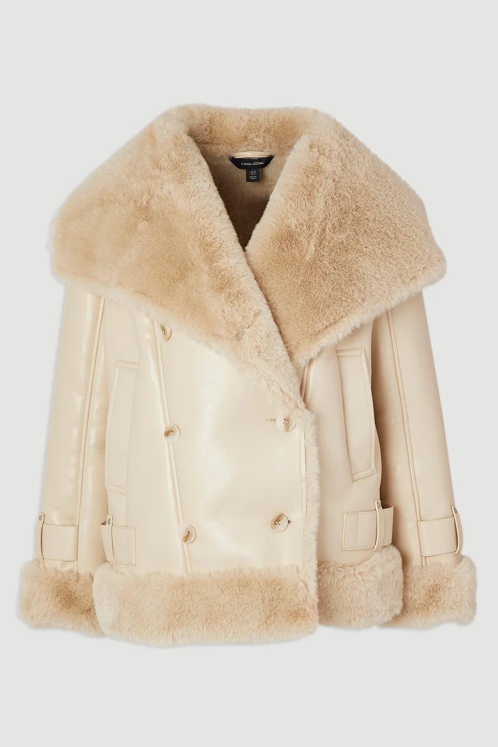 Faux Shearling Oversize Collar Short Coat BKK24803 4 Faux Shearling Oversize Collar Short Coat BKK24803
