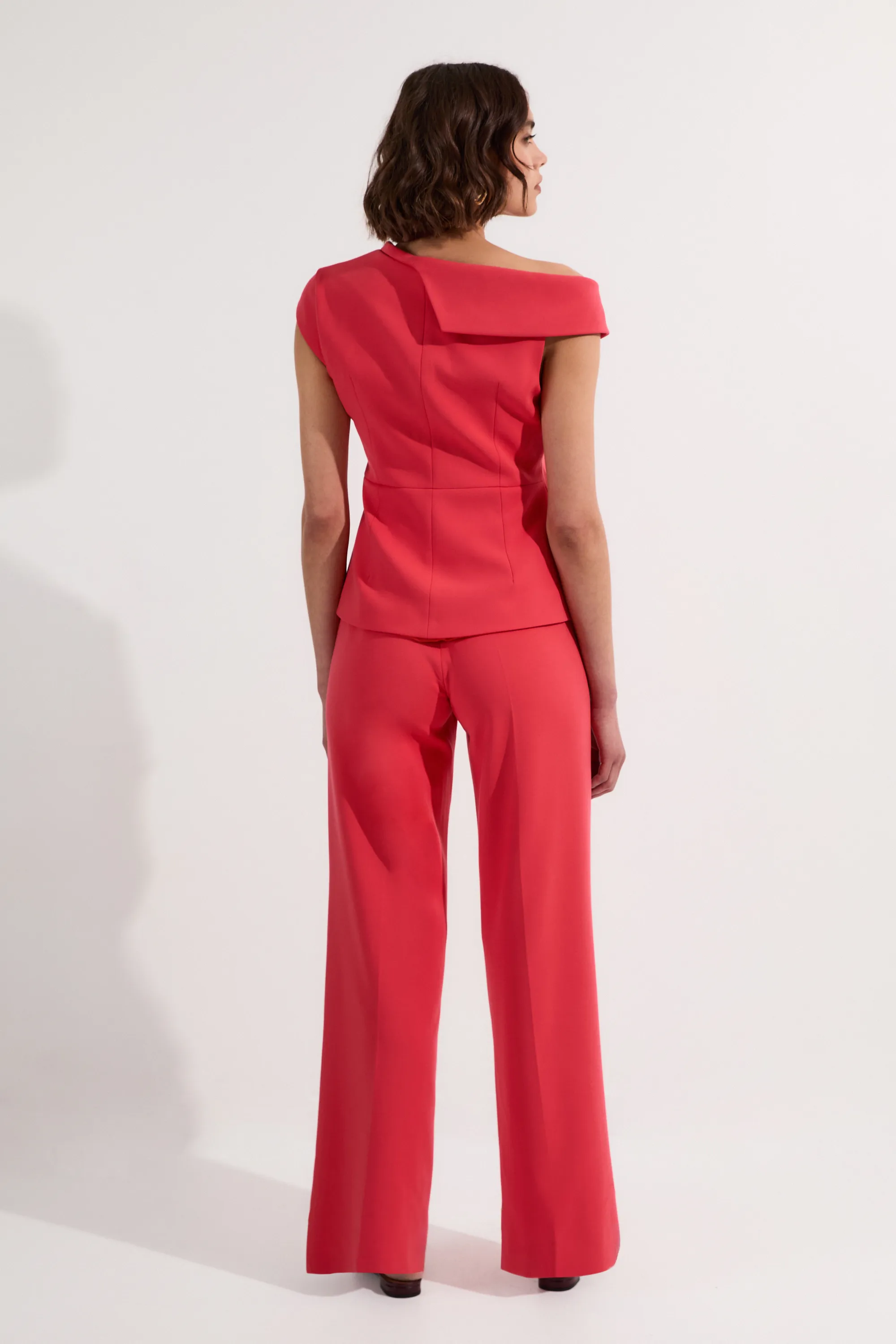 Compact Stretch Asymmetric Collar Wide Leg Tailored Jumpsuit BKK24830 5 Compact Stretch Asymmetric Collar Wide Leg Tailored Jumpsuit BKK24830