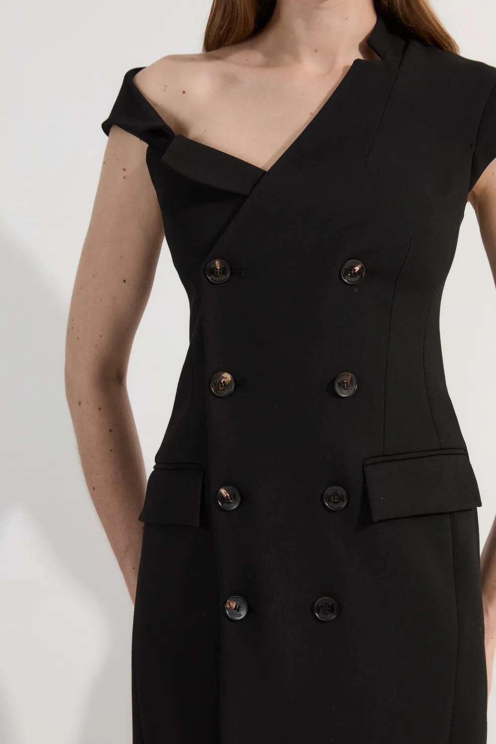 Compact Stretch Asymmetric Collar Tailored Pencil Maxi Dress BKK24839 3 Compact Stretch Asymmetric Collar Tailored Pencil Maxi Dress BKK24839