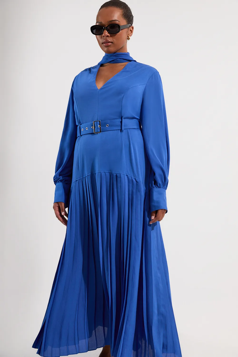 Plus Size Jersey Ponte Georgette Mix Midi Dress BKK24877