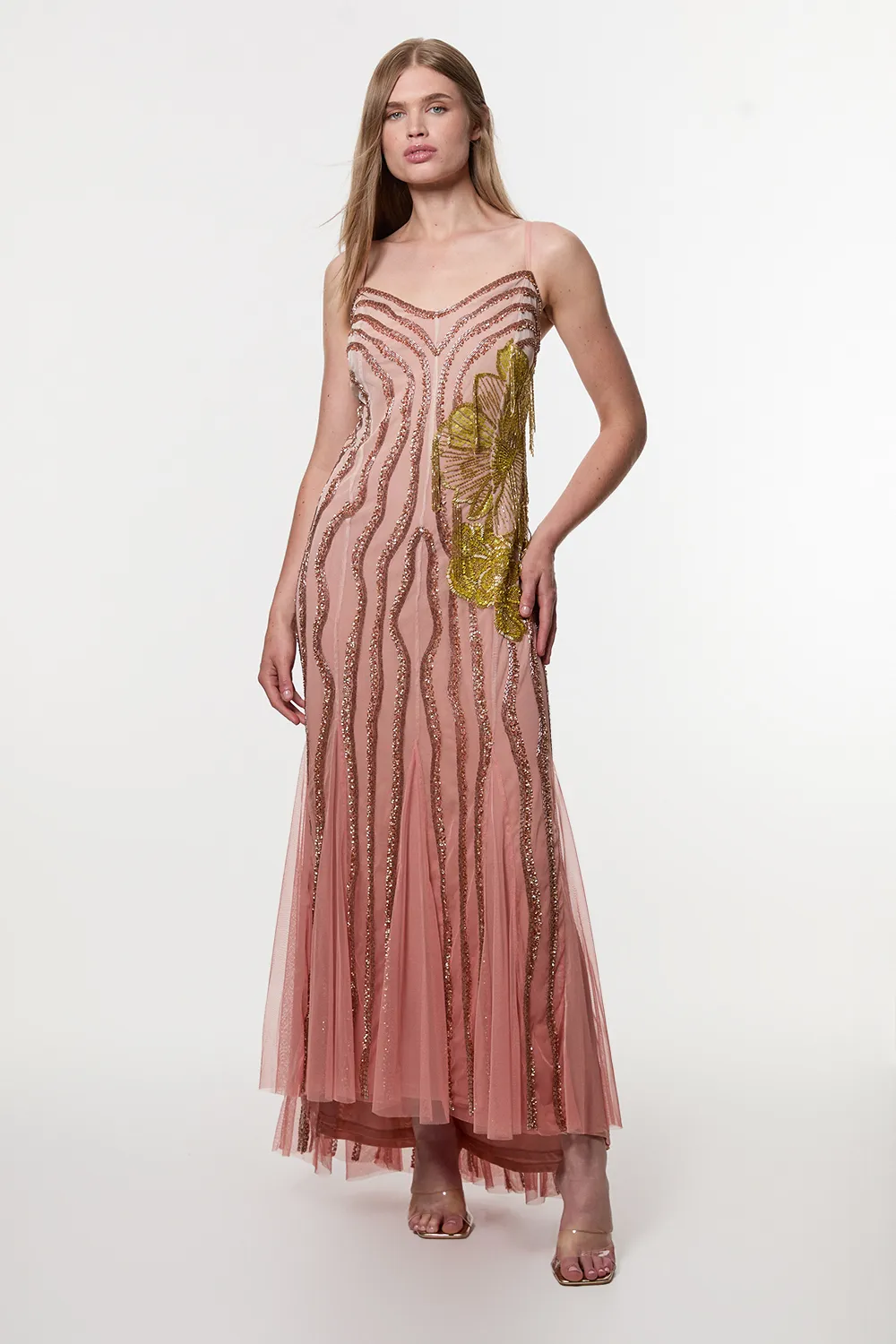 Digital Ophelia Ombre Beaded Strapless Woven Maxi Dress BKK24974