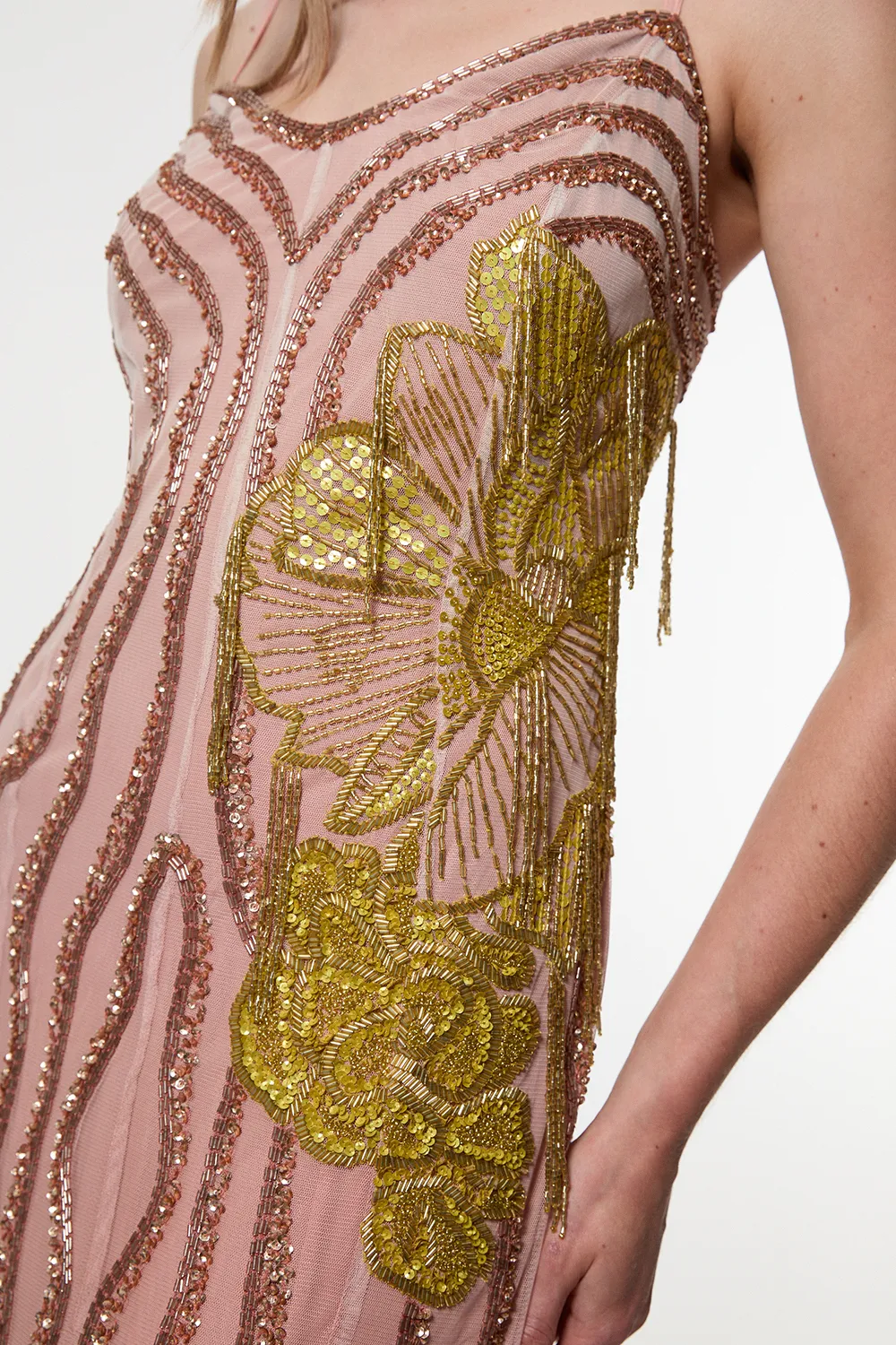 Digital Ophelia Ombre Beaded Strapless Woven Maxi Dress BKK24974