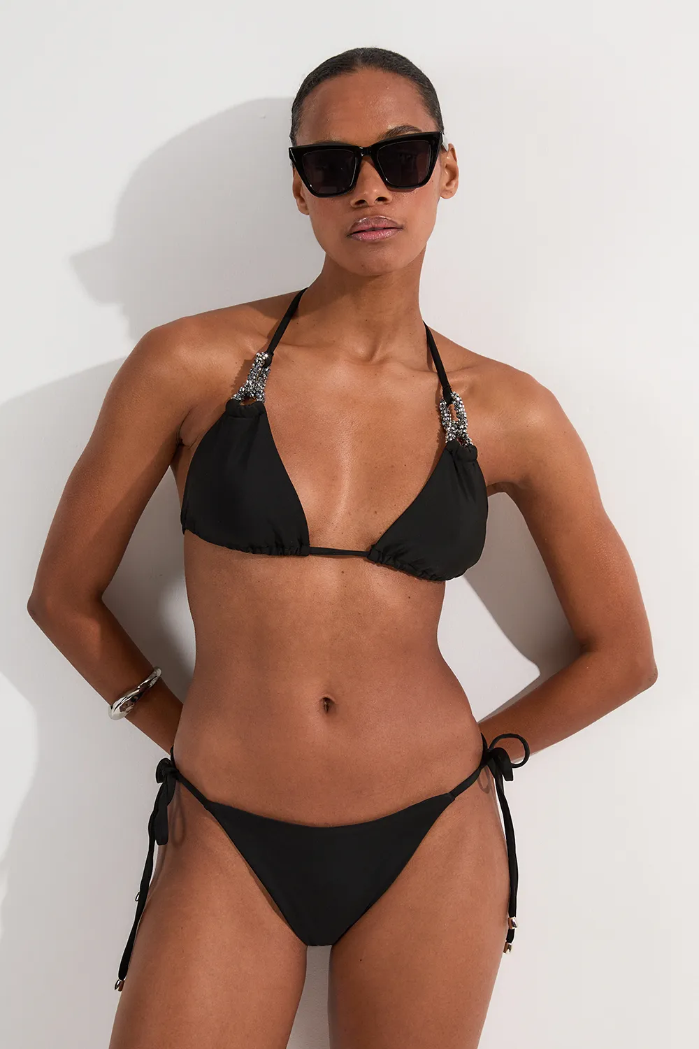 Hardware Detail Tie Side Bikini Bottoms BKK25034