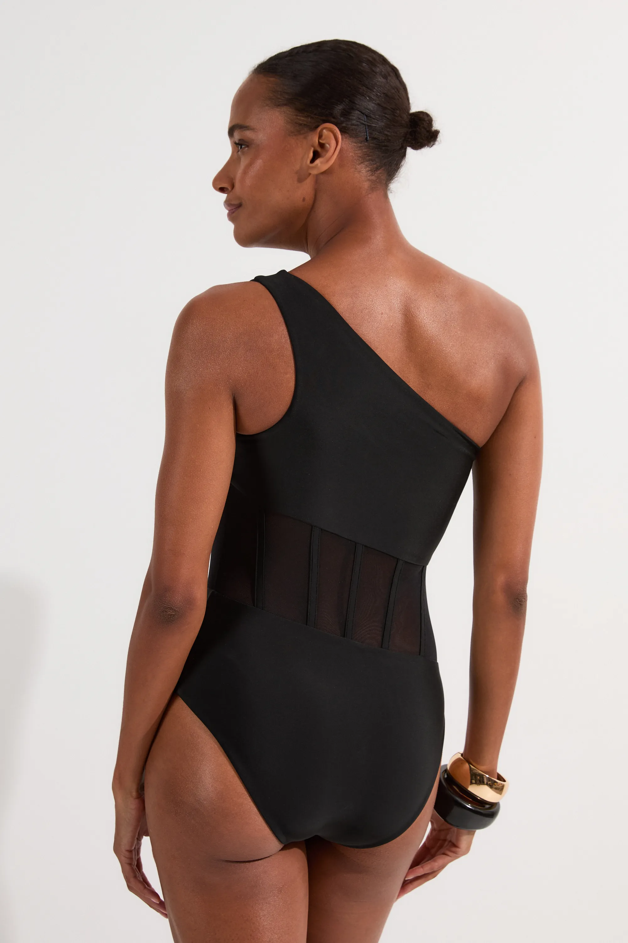 One Shoulder Ribbed Mesh Detail Swimsuit BKK25035 5 One Shoulder Ribbed Mesh Detail Swimsuit BKK25035