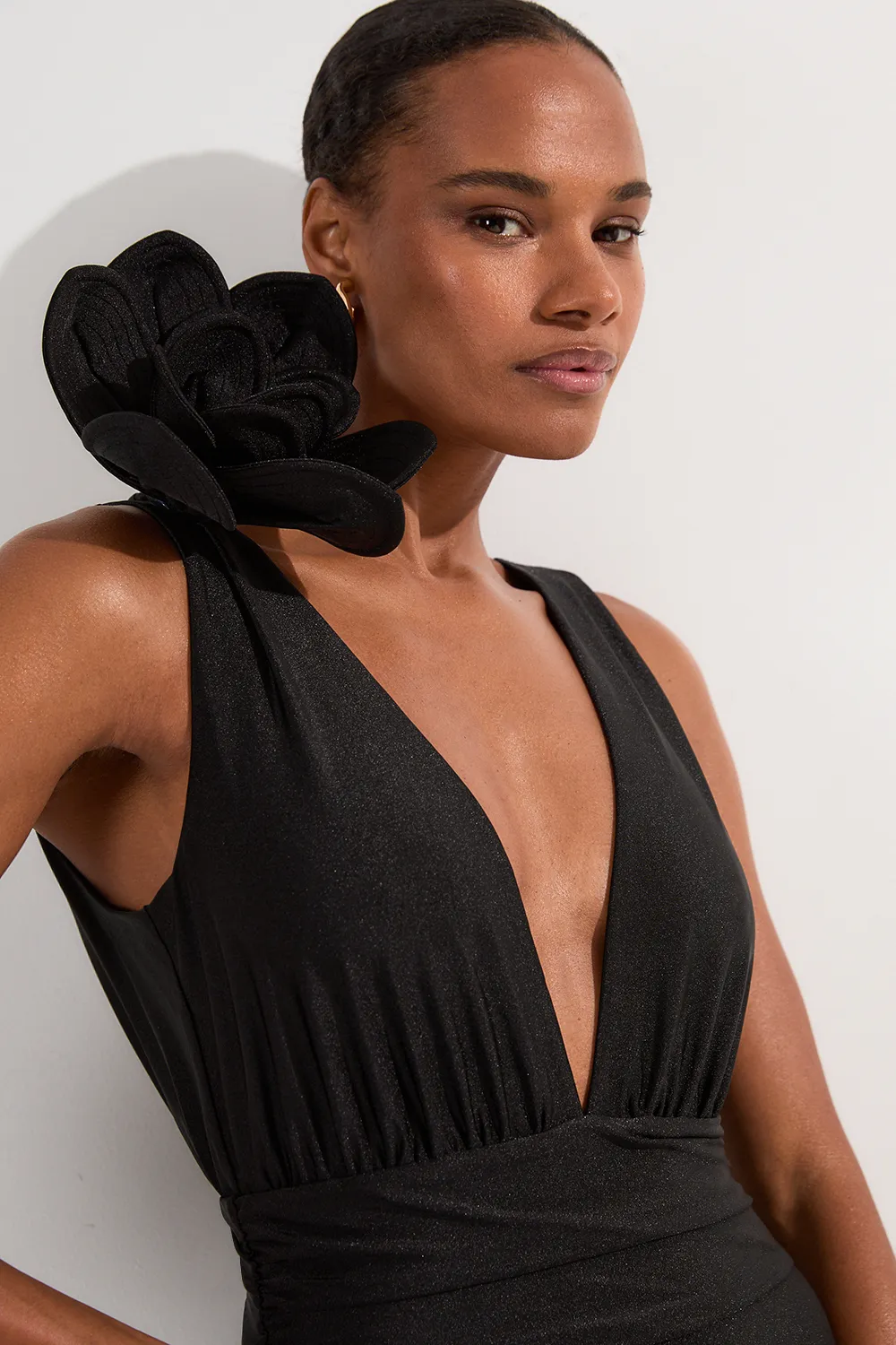 Flower Corsage Plunge Swimsuit BKK25038