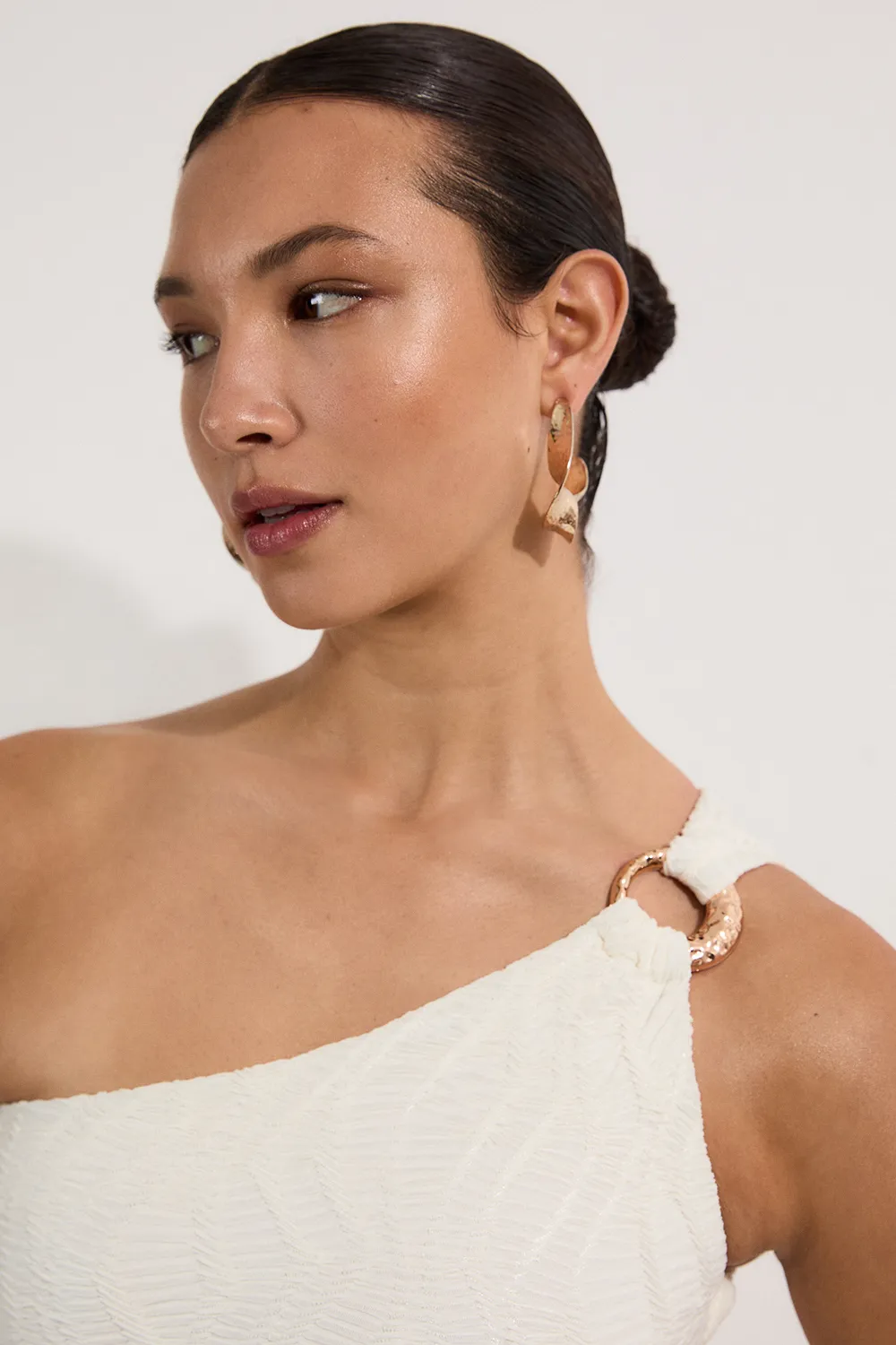 Textured One Shoulder Cut Out Swimsuit BKK25057