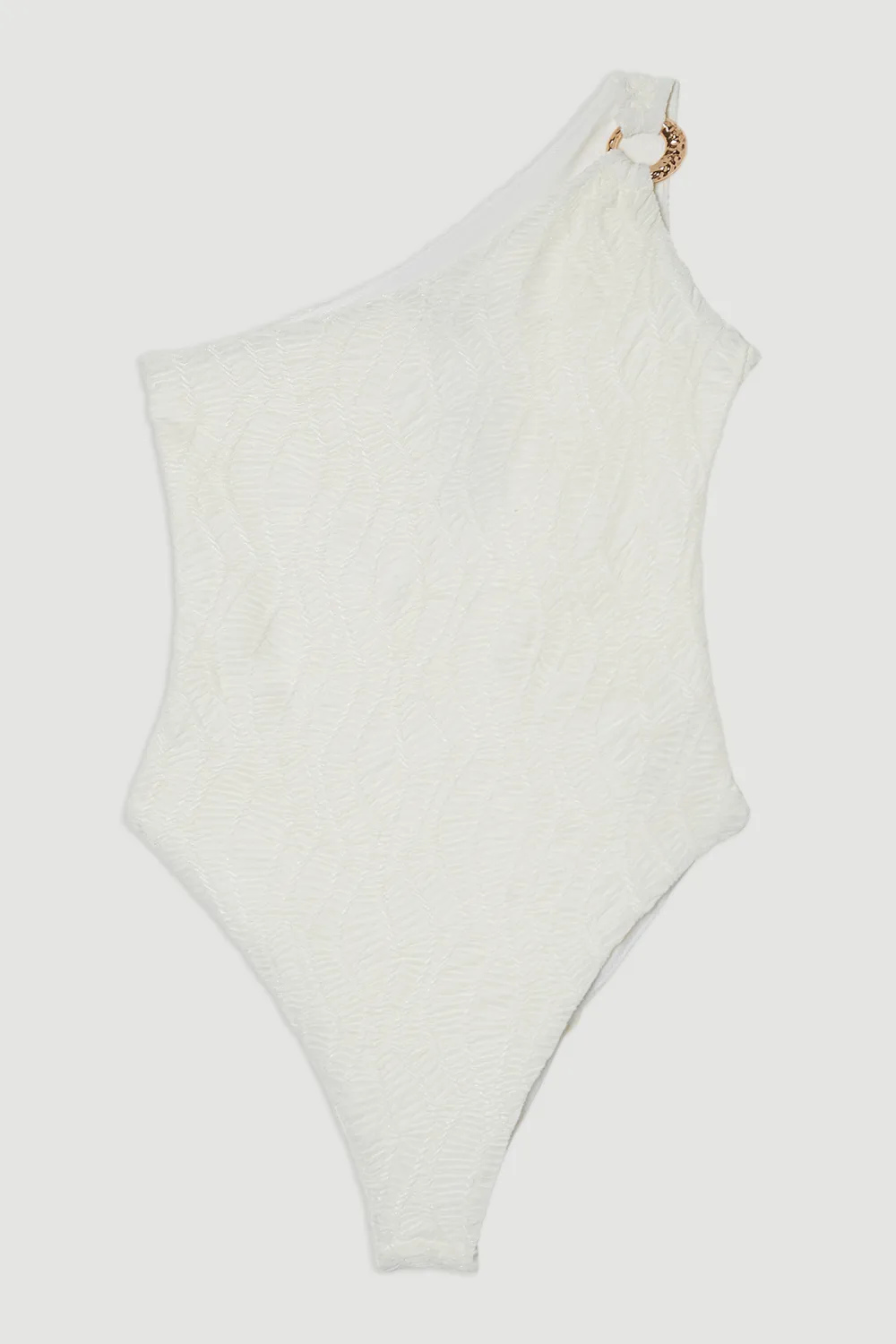 Textured One Shoulder Cut Out Swimsuit BKK25057