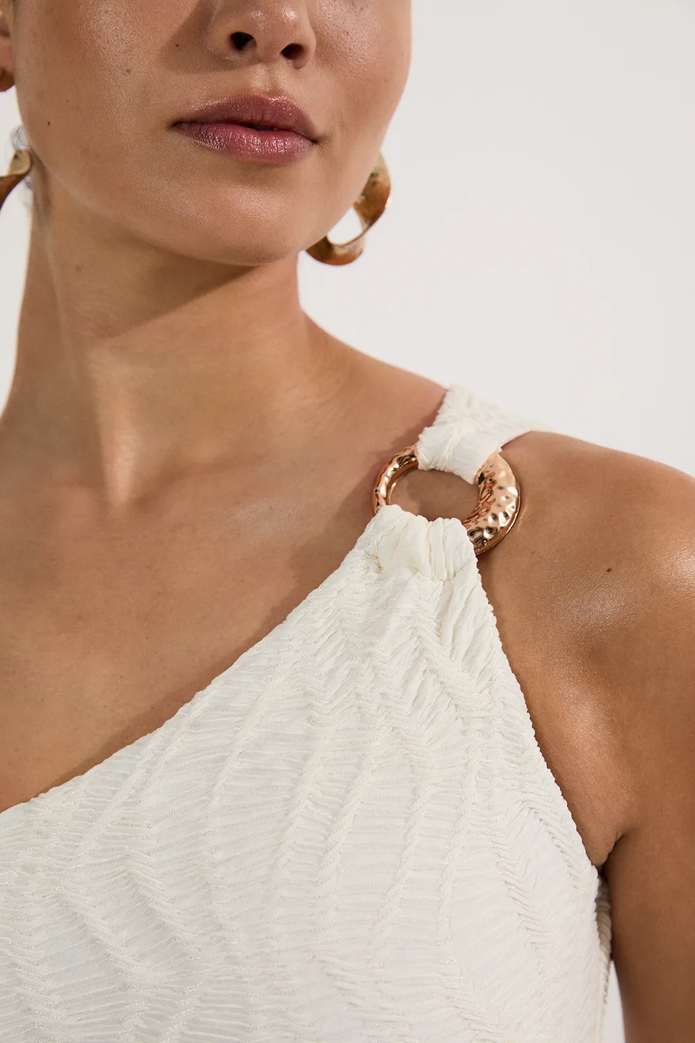 Textured One Shoulder Cut Out Swimsuit BKK25057