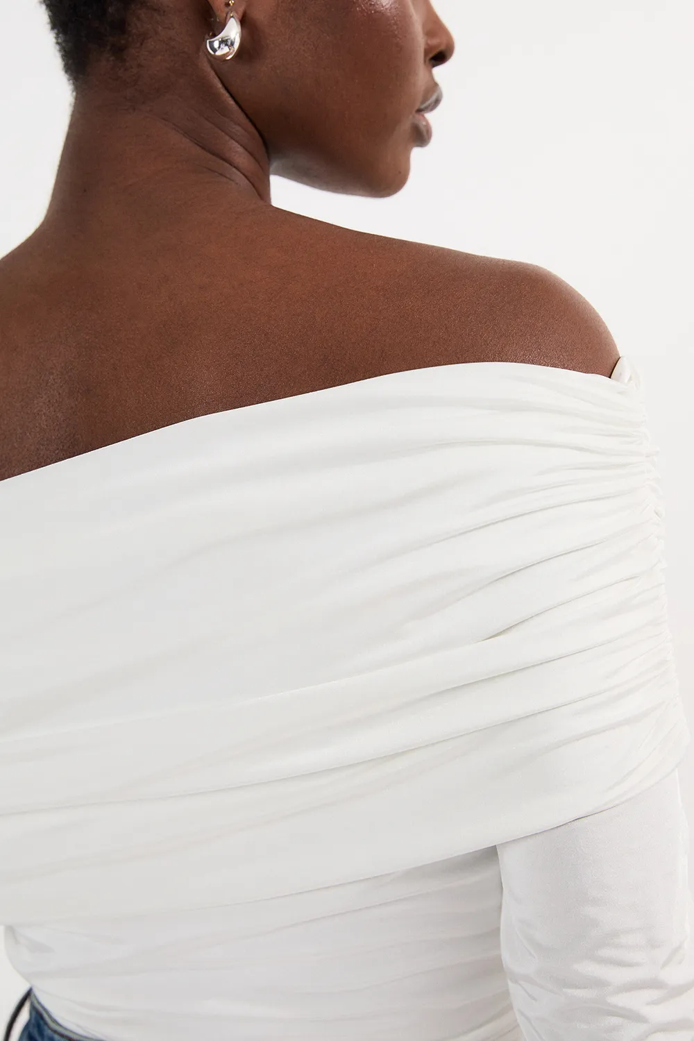 Drapey Slinky Jersey Off The Shoulder Long Sleeve Bodysuit BKK25065 3 Drapey Slinky Jersey Off The Shoulder Long Sleeve Bodysuit BKK25065