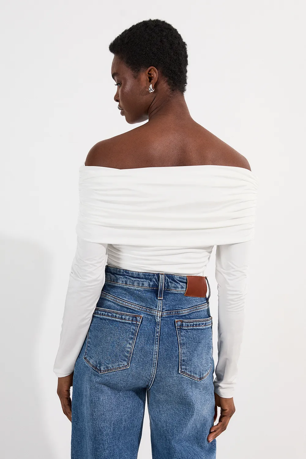 Drapey Slinky Jersey Off The Shoulder Long Sleeve Bodysuit BKK25065 5 Drapey Slinky Jersey Off The Shoulder Long Sleeve Bodysuit BKK25065