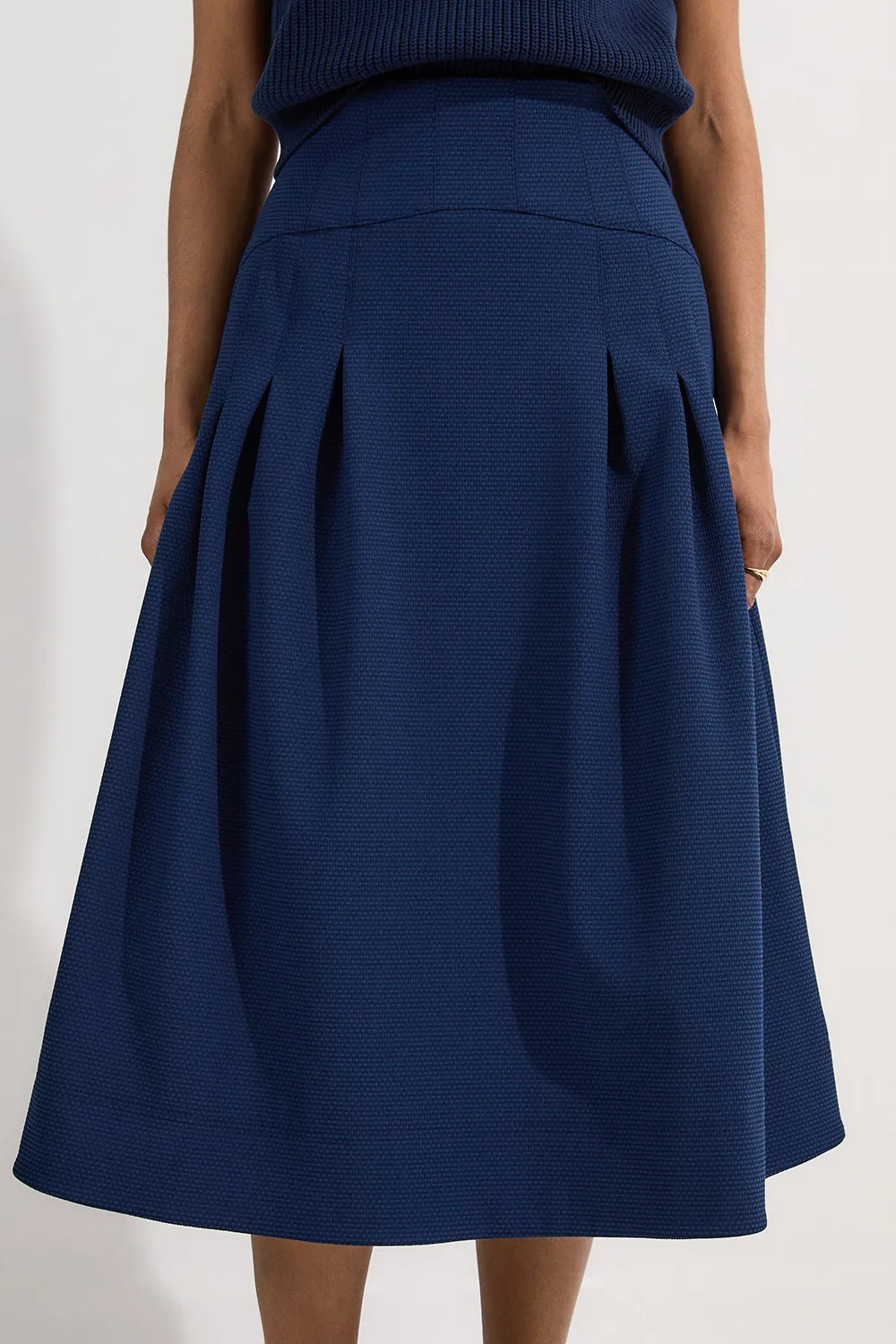 Tailored Textured Full Midi Skirt BKK25069
