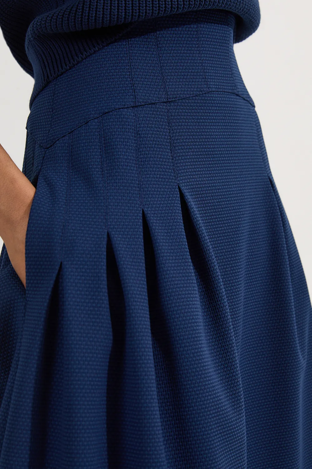 Tailored Textured Full Midi Skirt BKK25069