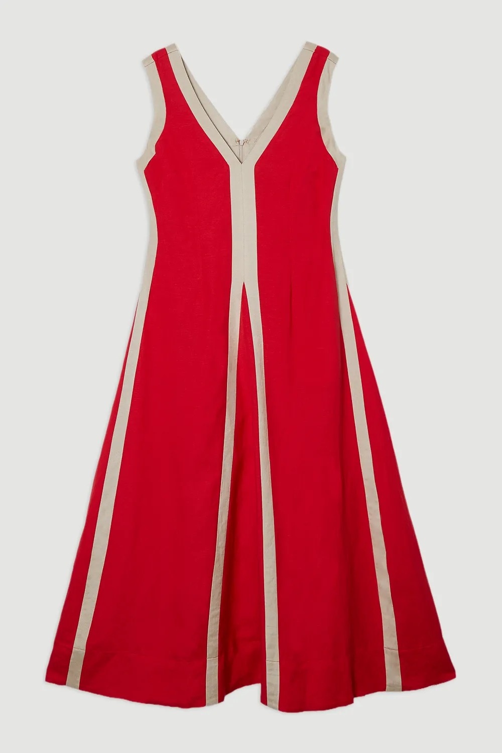 Contrast Linen Plunge Neck Woven Maxi Dress BKK25105 4 Contrast Linen Plunge Neck Woven Maxi Dress BKK25105