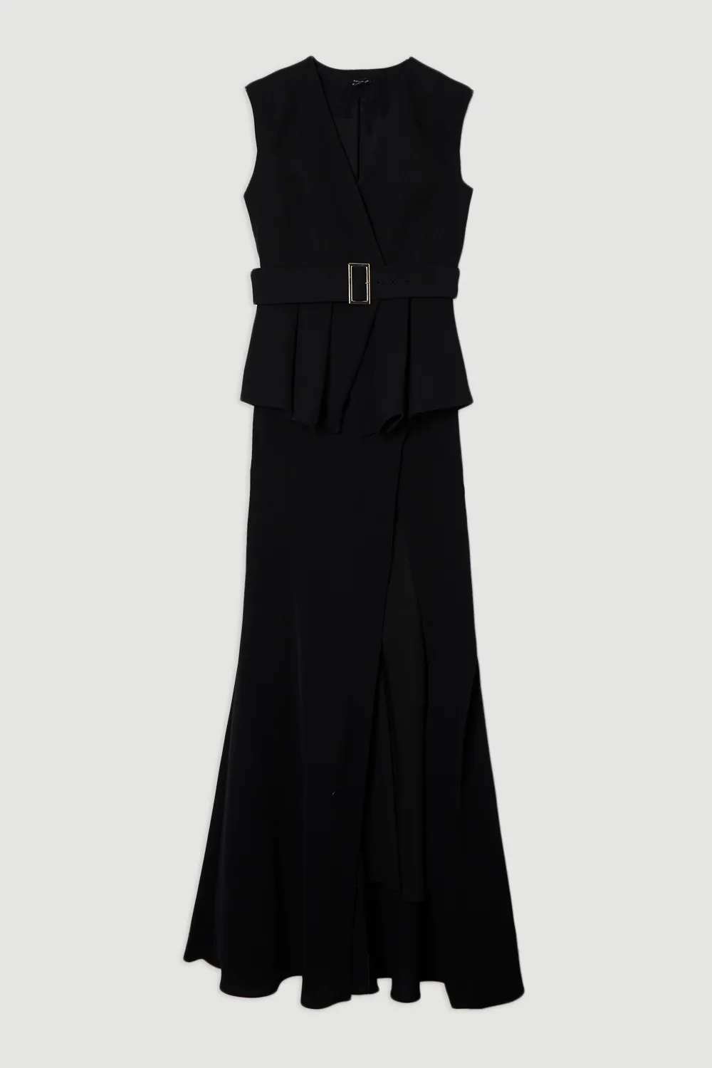 Soft Tailored Belted Peplum Tailored Maxi Dress BKK25120 4 Soft Tailored Belted Peplum Tailored Maxi Dress BKK25120