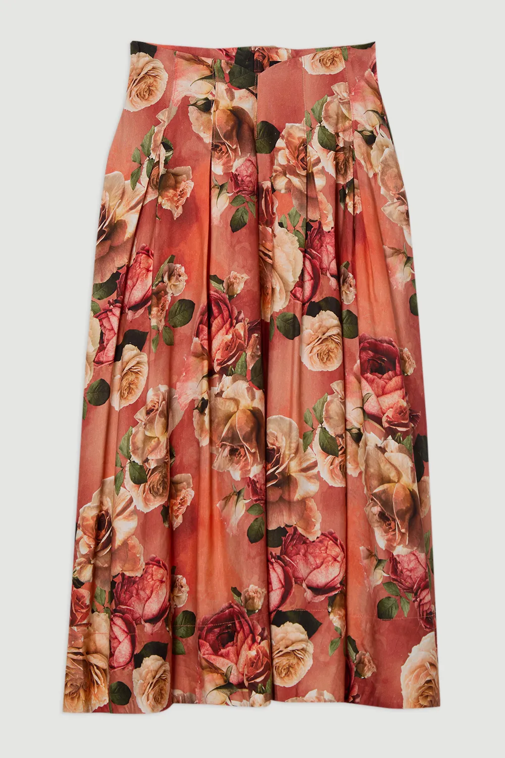 Floral Viscose Linen High Waisted Woven Maxi Skirt BKK25133