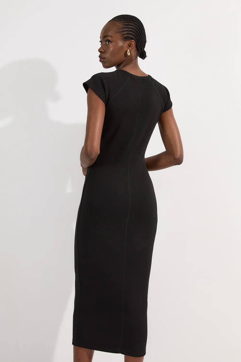 Petite Compact Jersey Rib Cap Sleeve Maxi Dress BKK25216