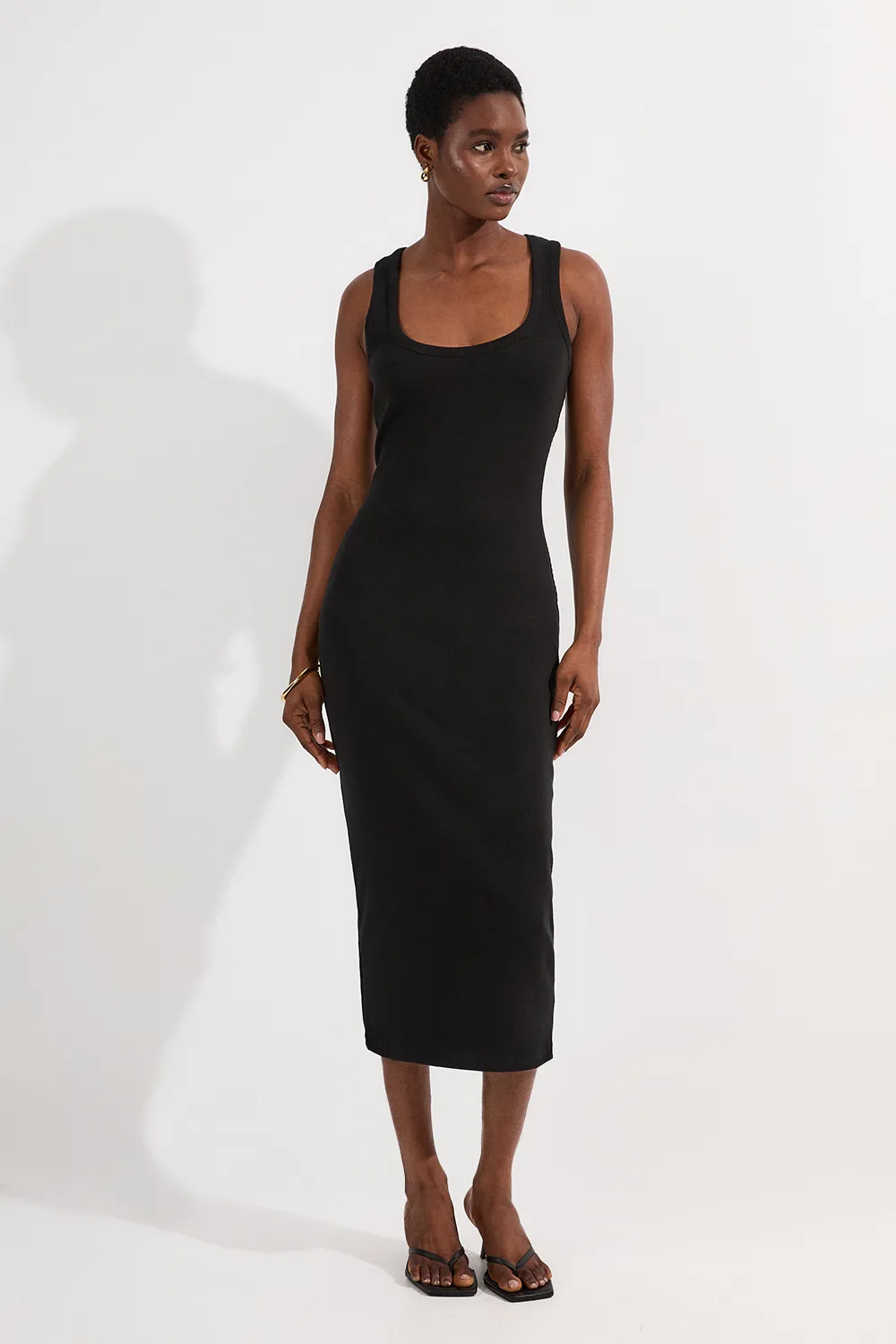 Petite Compact Jersey Rib Racer Maxi Dress BKK25219