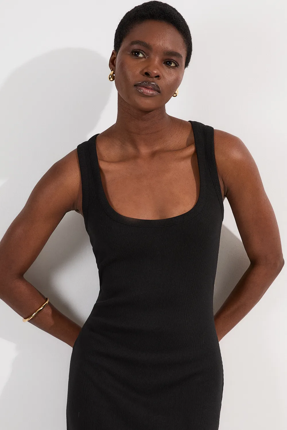 Petite Compact Jersey Rib Racer Maxi Dress BKK25219