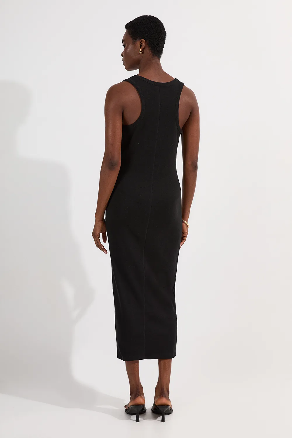 Petite Compact Jersey Rib Racer Maxi Dress BKK25219