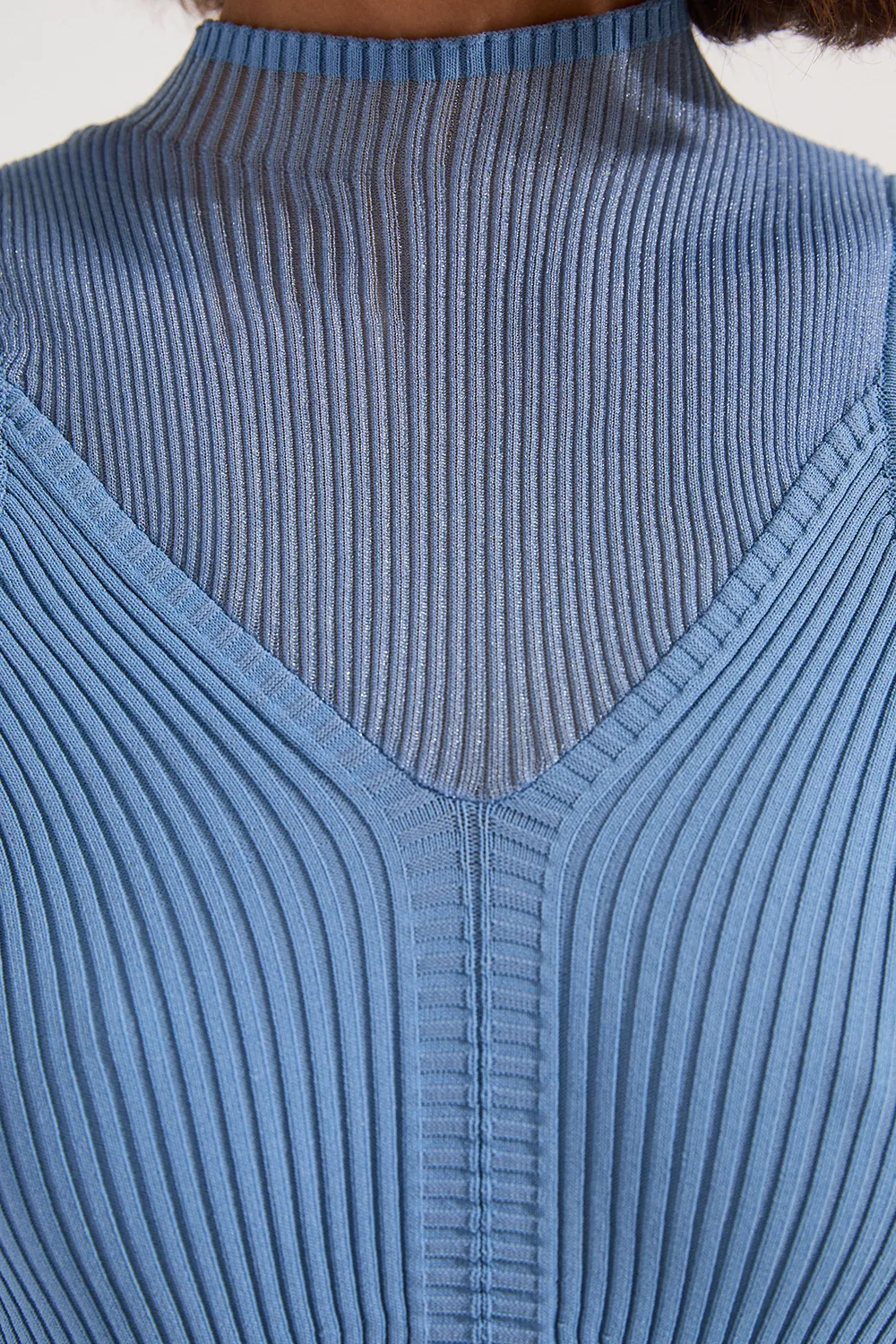 Sheer Neck Knitted Sleeveless Top BKK25233