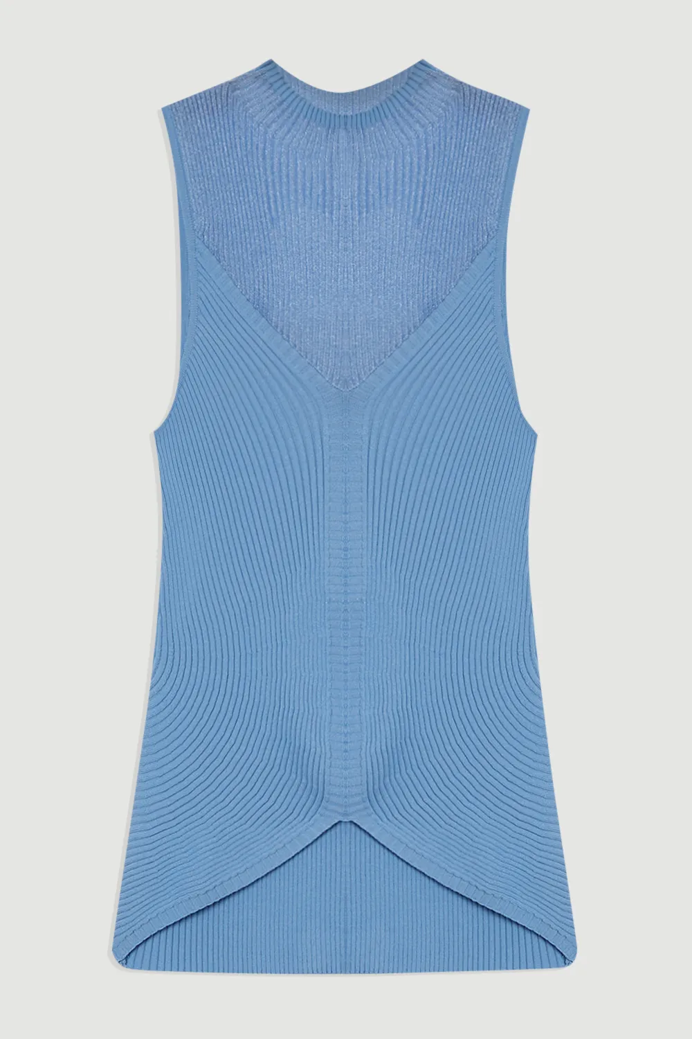 Sheer Neck Knitted Sleeveless Top BKK25233